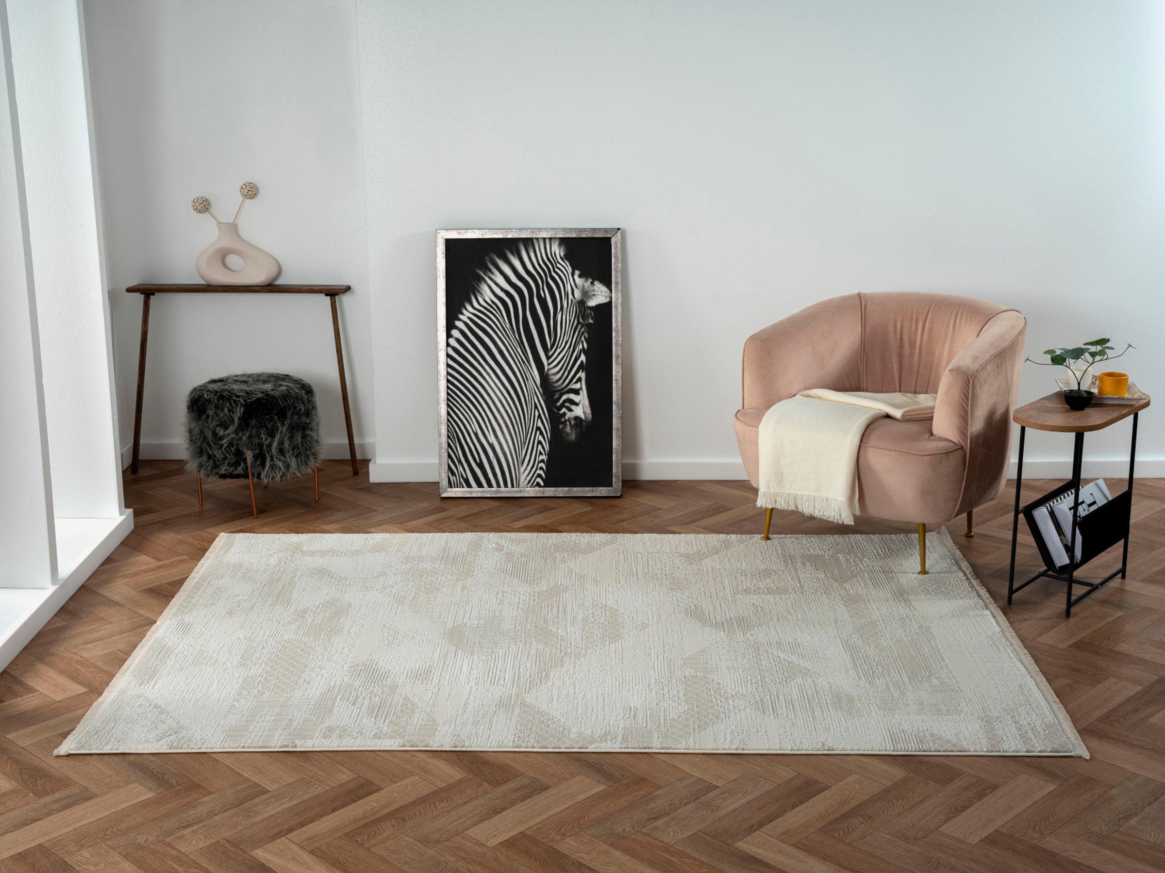 Myflair Möbel & Accessoires Teppich »My Life Lagerräumung«, rechteckig, 10 mm Höhe, Kurzflor, Retro-Style, besonders weich durch Microfaser, mit Fransen