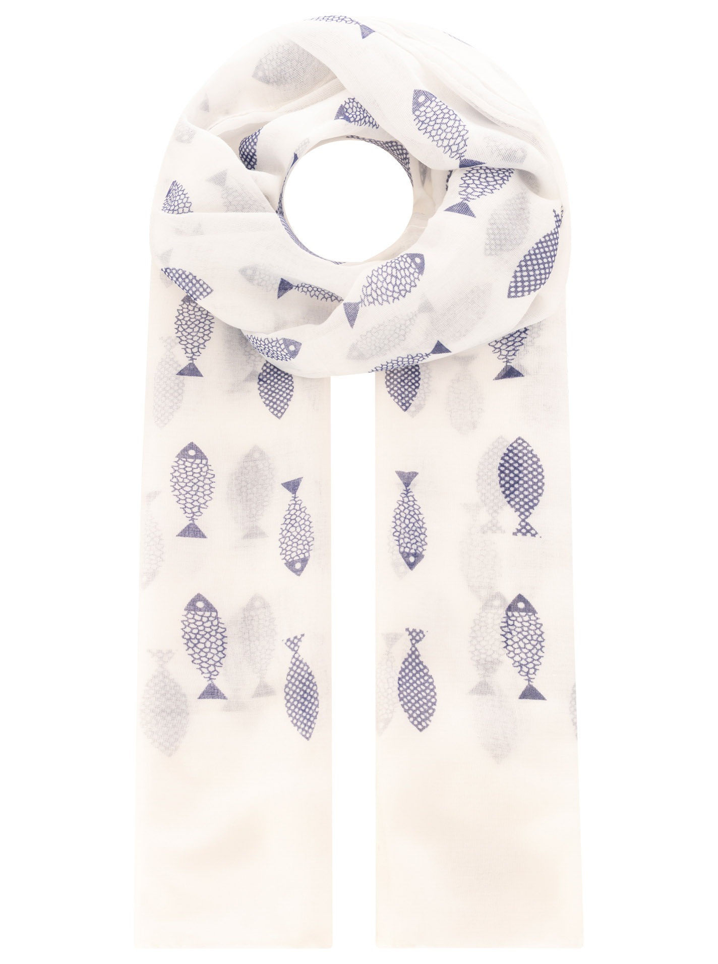 Zwillingsherz Schal ""Fisch"" Fischmotiv, leichter Stoff, maritimer Look günstig online kaufen