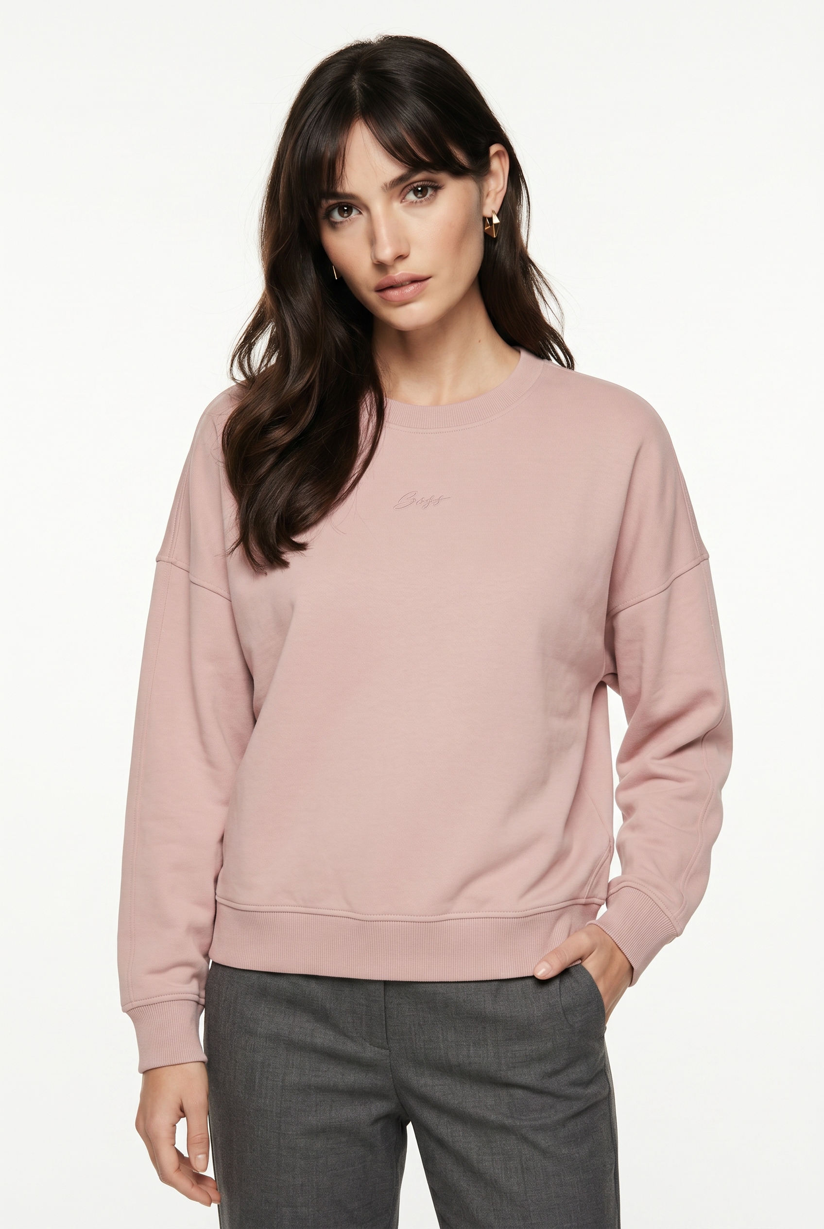 BOSS ORANGE Sweater "Ever Premium Damenmode", mit Logostickerei, aus Baumwolle