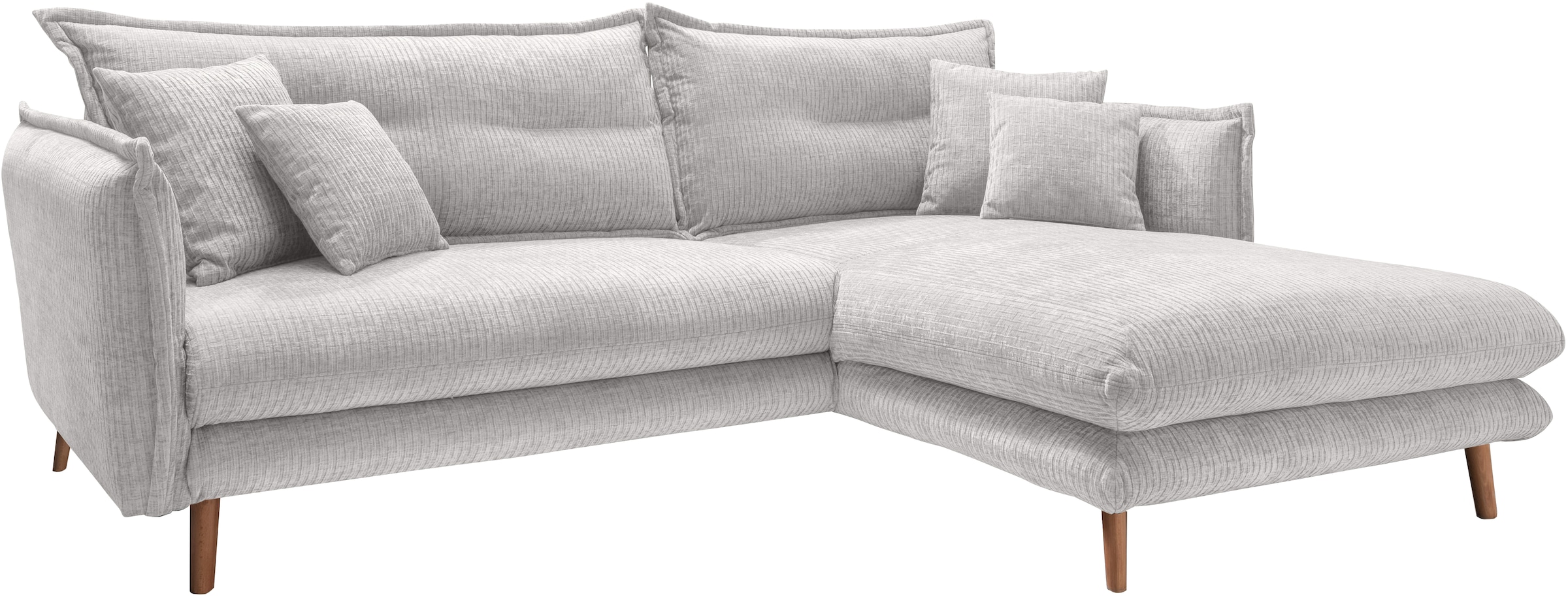 INOSIGN Ecksofa »Lazio modern und bequem, schmale Armlehnen, tolle Detailverarbeitung«, zwei verschiedene Fußfarben wählbar