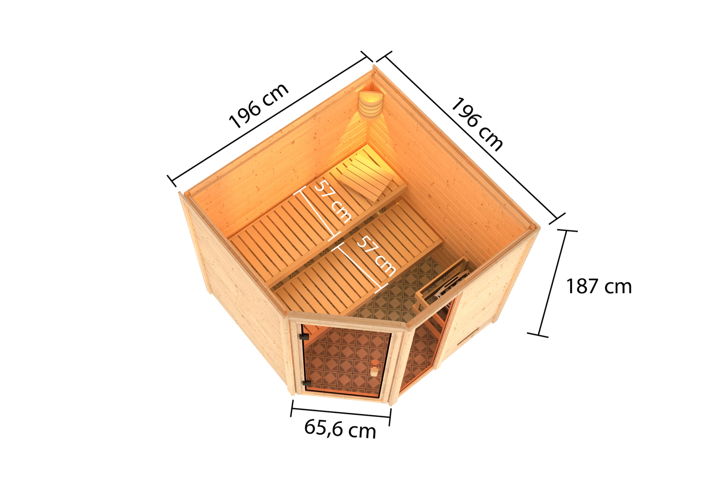 Karibu Sauna »"Tally" mit bronzierter Tür, naturbelassen« aus hochwertiger nordischer Fichte