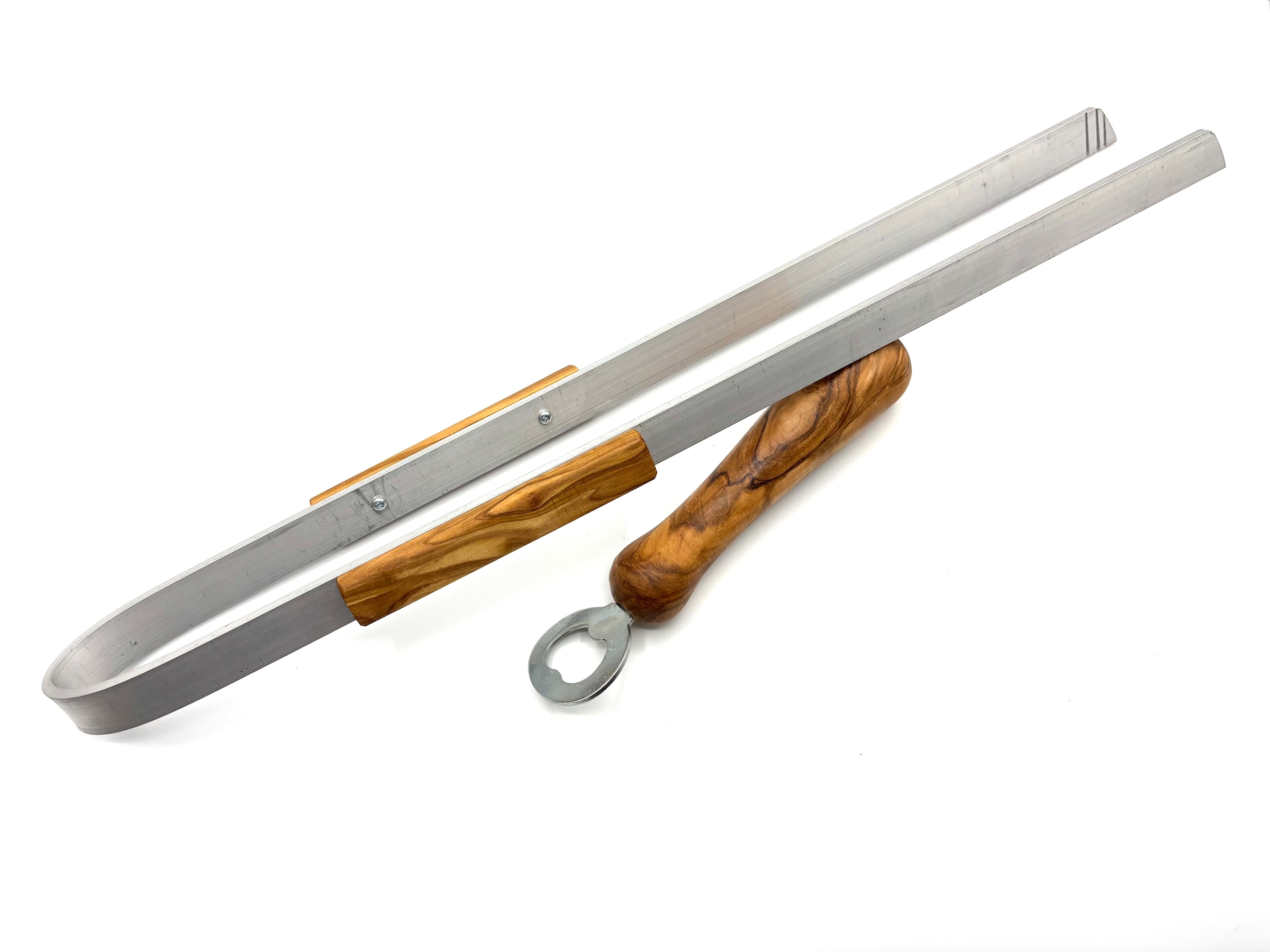 Olivenholz-erleben Grillzange »Grillzange BIG DADDY 50 cm plus Flaschenöffner BIG BOY, Olivenholz«, Extra lange Grillzange 50 cm, Flaschenöffner mit ergonomischem Griff