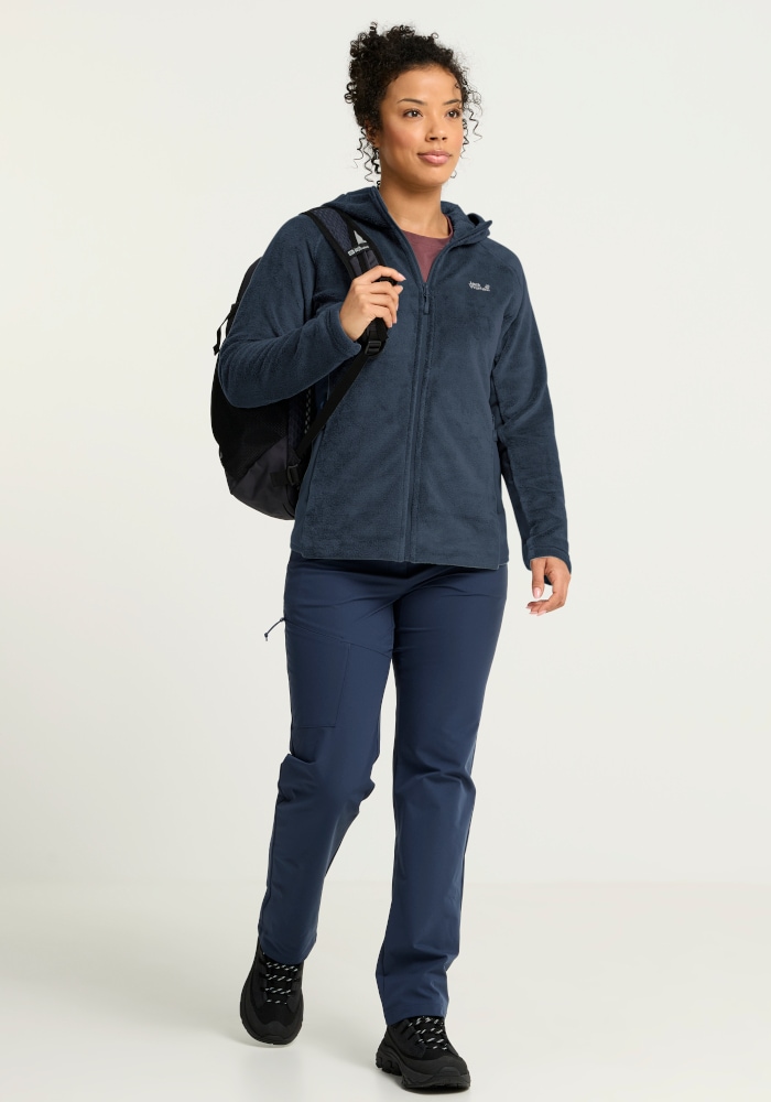 Jack Wolfskin Fleecejacke »ROTWAND HOODED FZ W« mit Kapuze, Langarm, atmungsaktives Gewebe