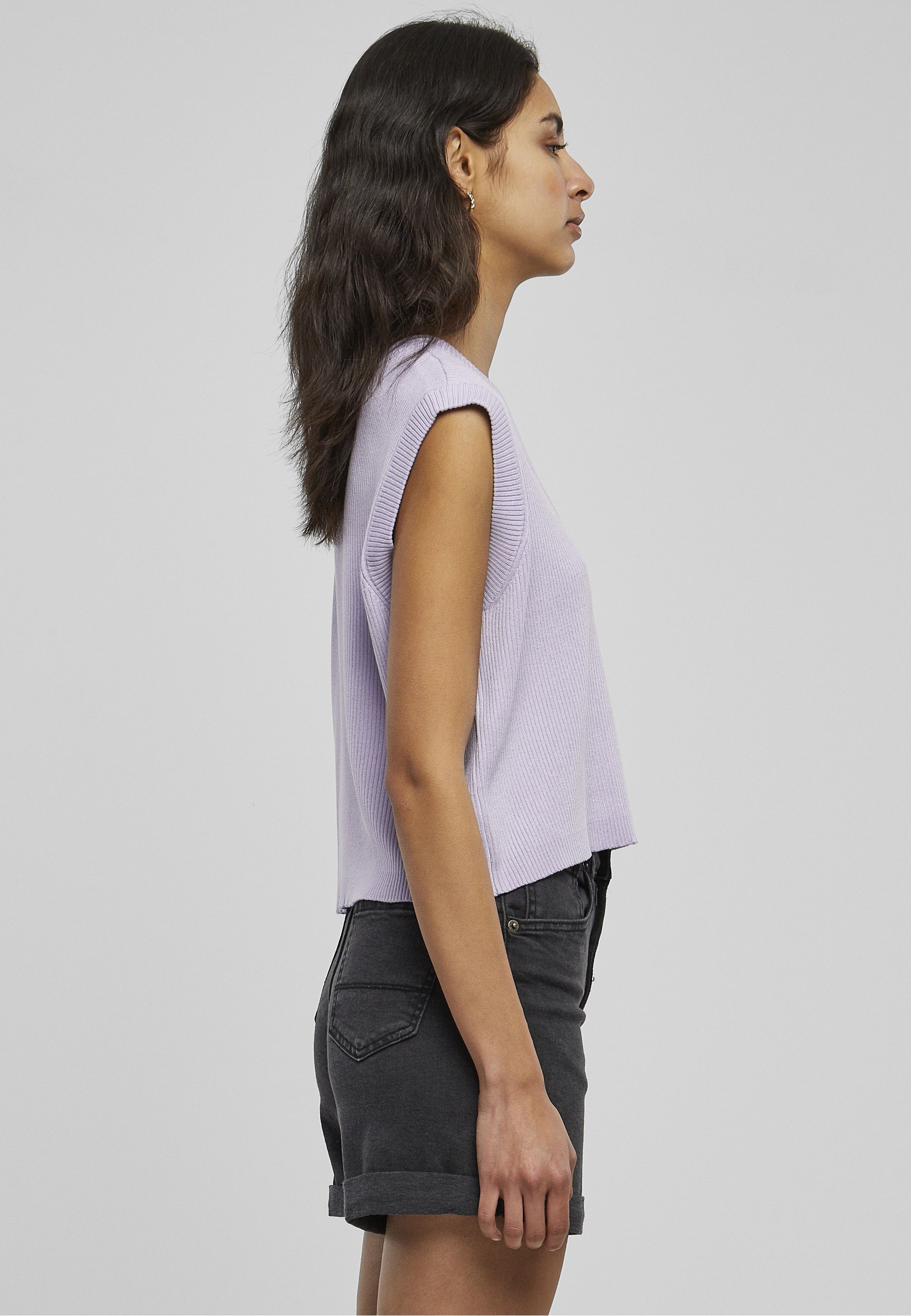 URBAN CLASSICS Rundhalspullover »Urban Classics Damen Ladies Short Knittd Slip On« 1 Stk.