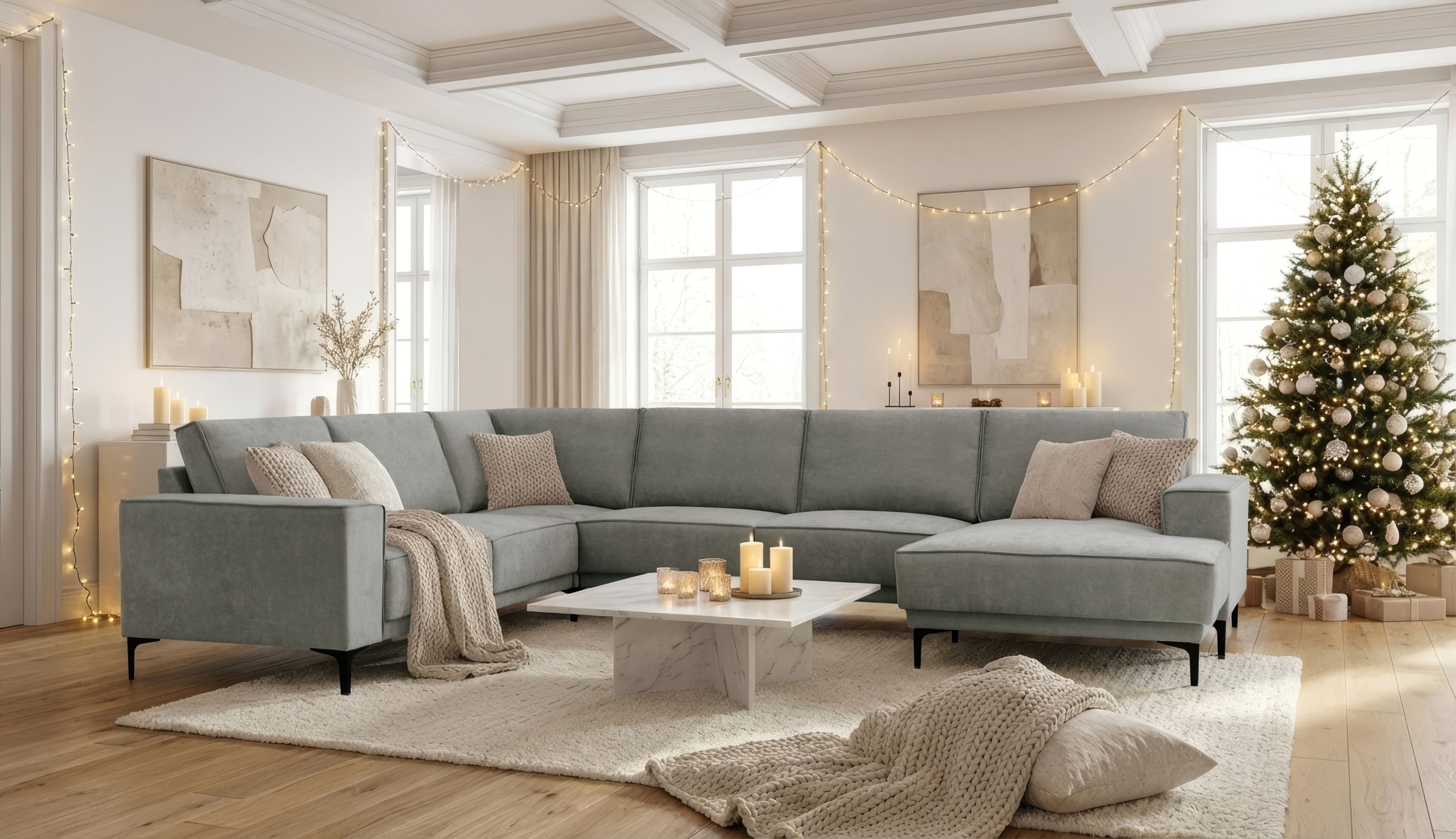 OTTO home Wohnlandschaft "OLAND U-Form, XXL, B: 342 cm, Skandi-Design" Skan günstig online kaufen