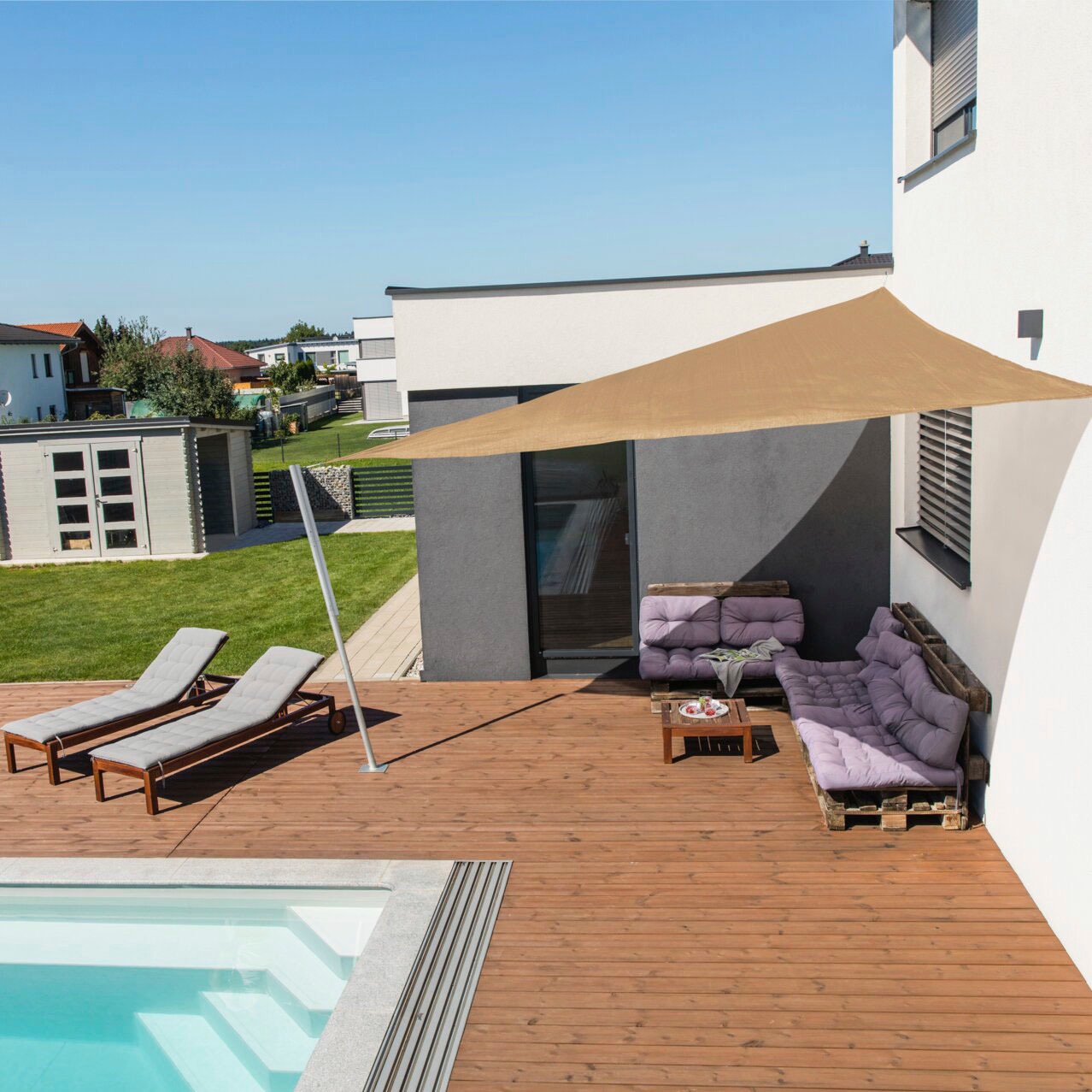 Windhager Sonnensegel »Capri Dreieck«, 4x4x4m, schilf