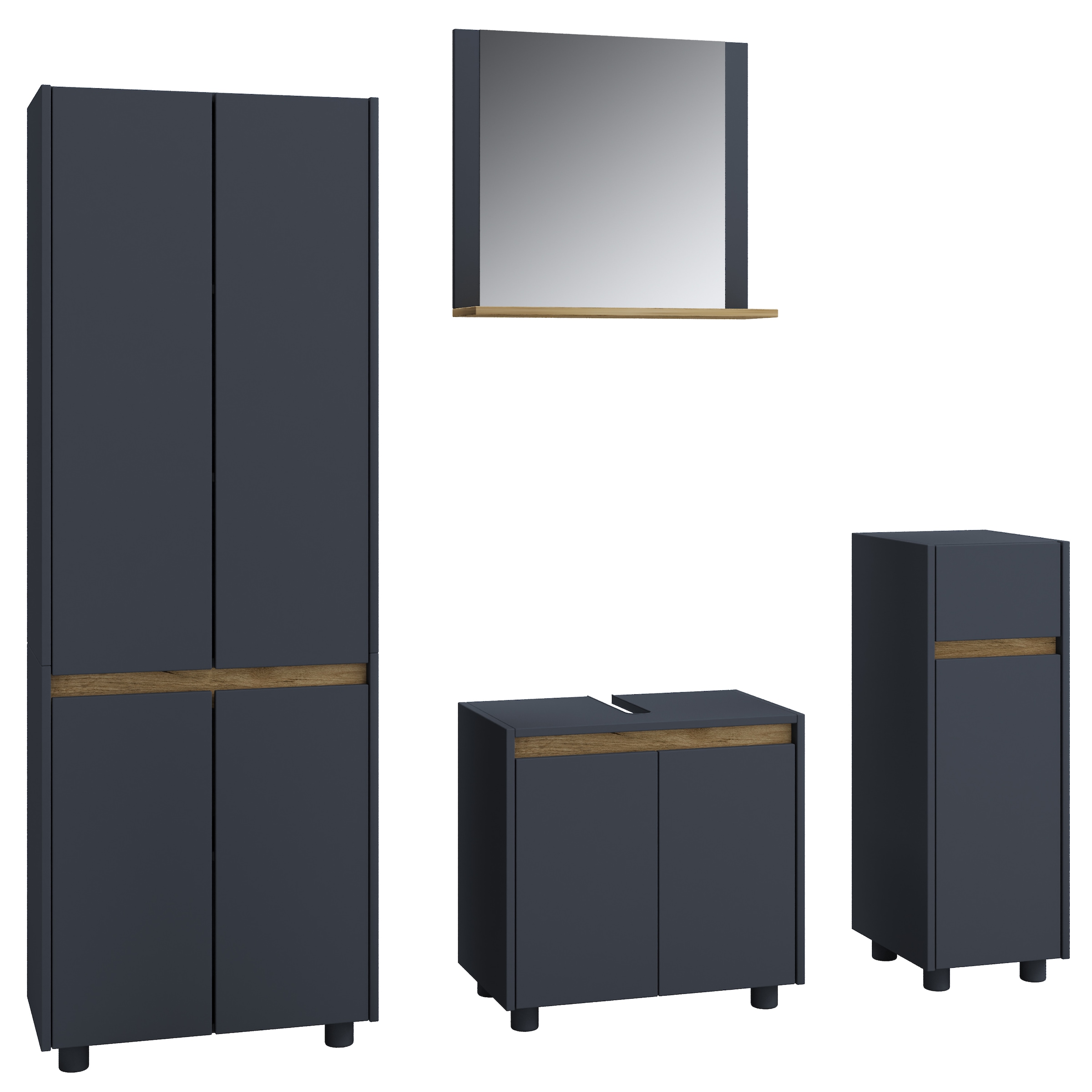 VCM Badmöbel-Set »4-tlg. Badmöbel Set Komplett Badschrank Cosila  L« 4 Stk. tlg.