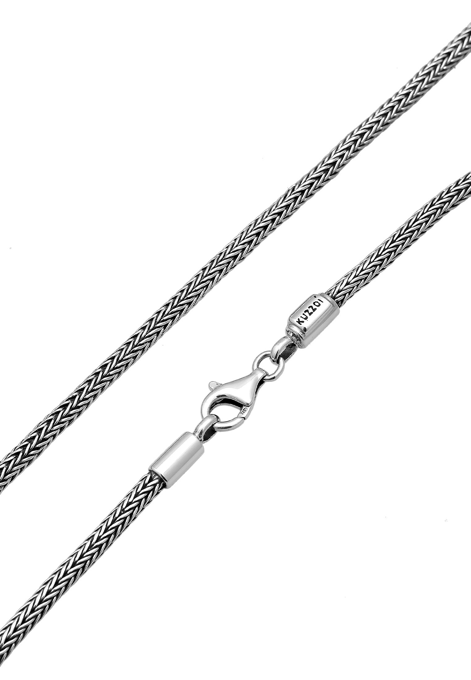 KUZZOI Men's Chain 925 Sterling Silver Oxidized Silver 50 cm 3
