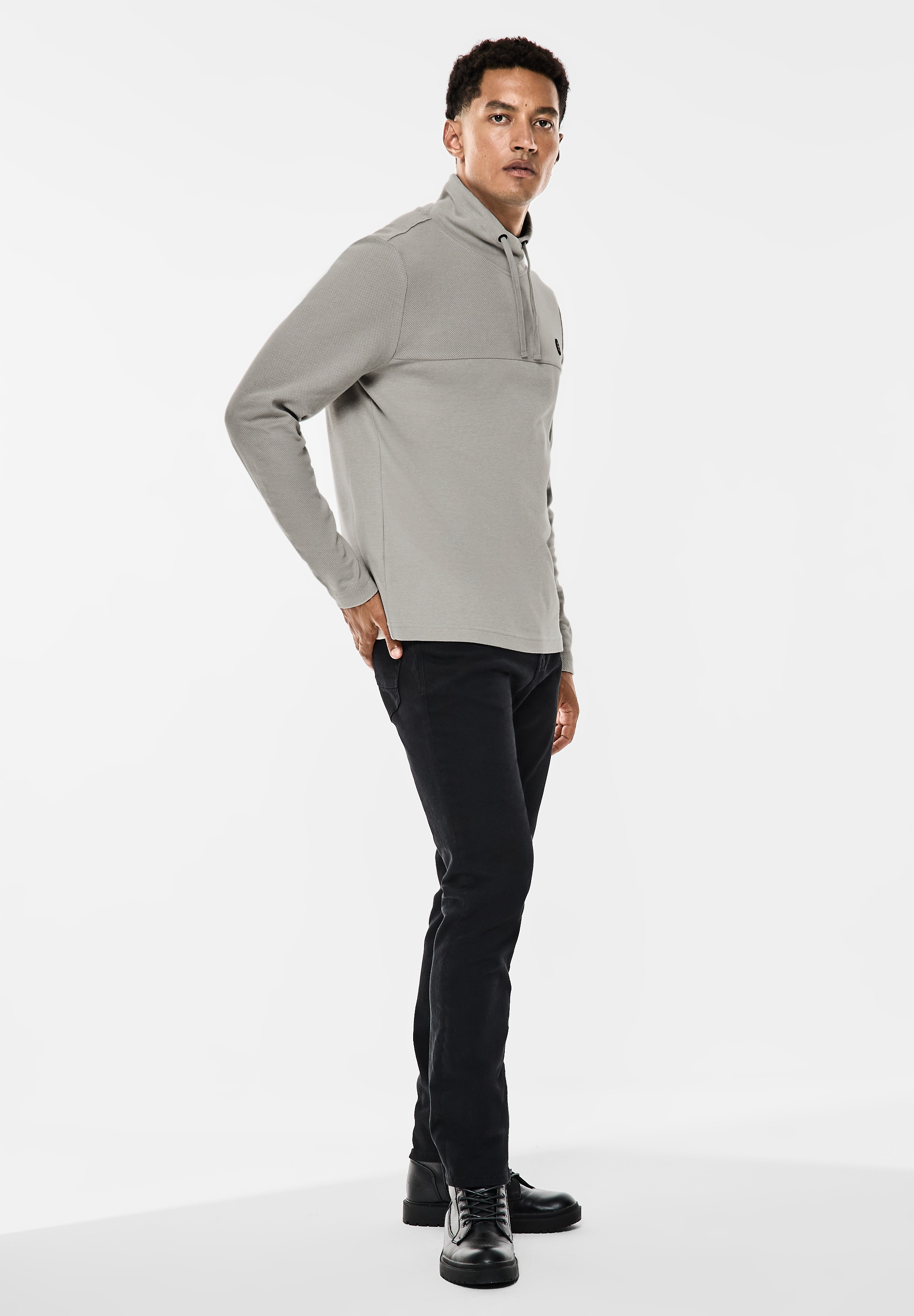STREET ONE MEN Sweatshirt, mit Schalkragen