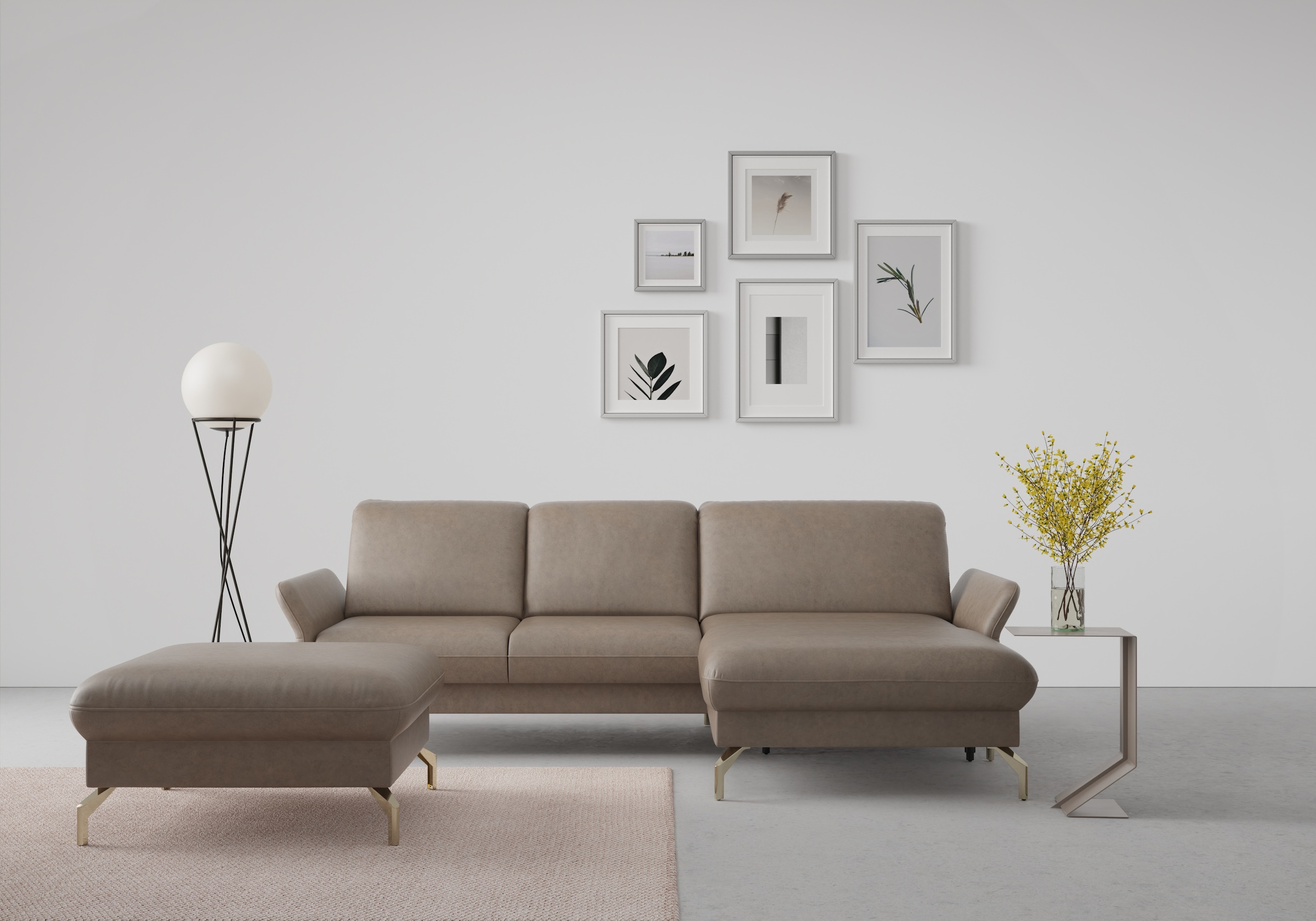 sit&more Ecksofa »Fashion L-Form«, wahlweise mit Kopfteilverstellung, Vorziehsitz, motorisch, Nickelfüße