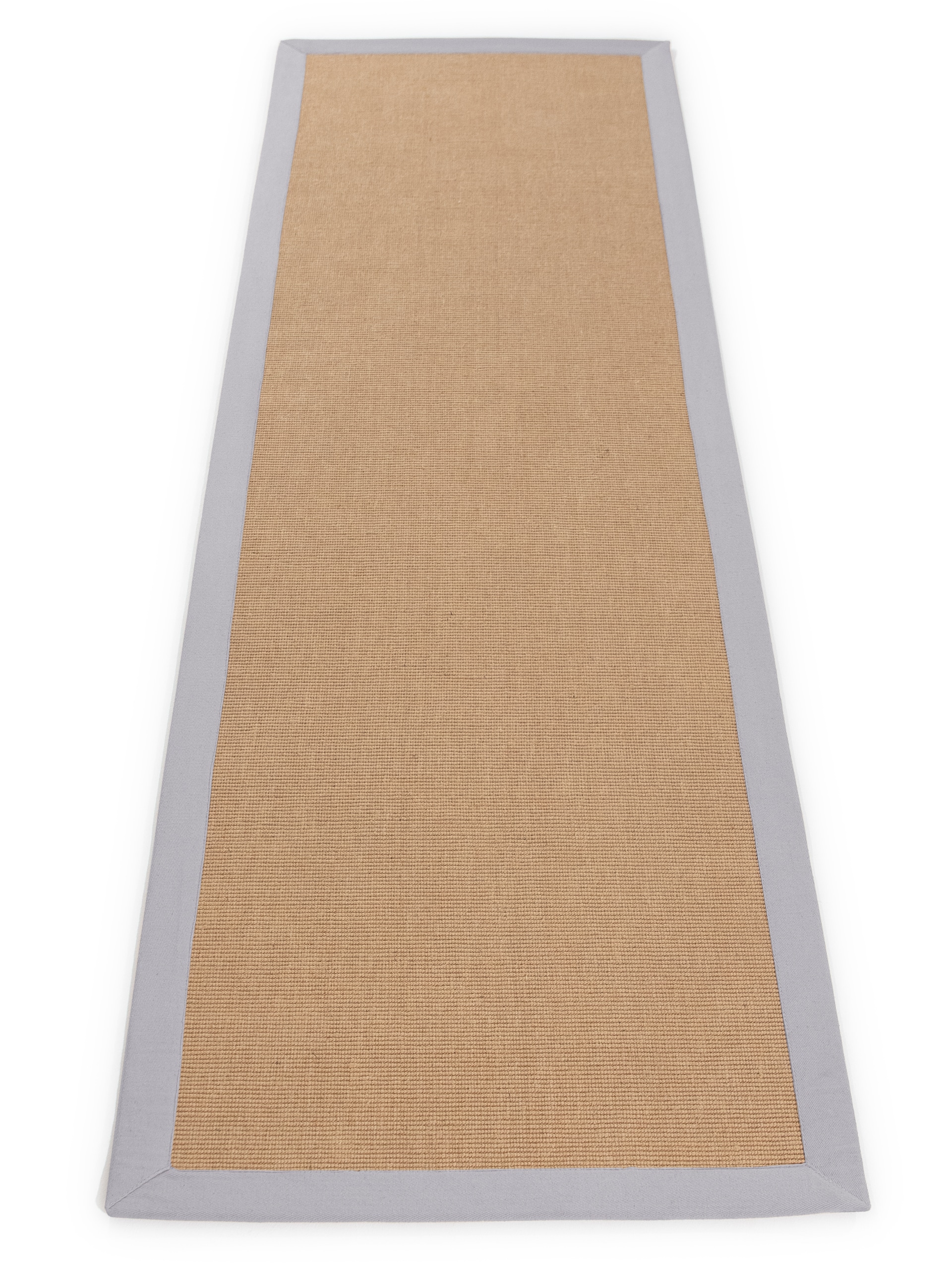 Sisalteppich CARPETFINE "Sisal , auch als Läufer erhältlich", grau (hellgrau), B:75cm H:5mm L:300cm, Sisal, Teppiche, Sisalteppich, mit farbiger Bordüre, Anti Rutsch Rückseite, viele Größen, Wohnzimmer
