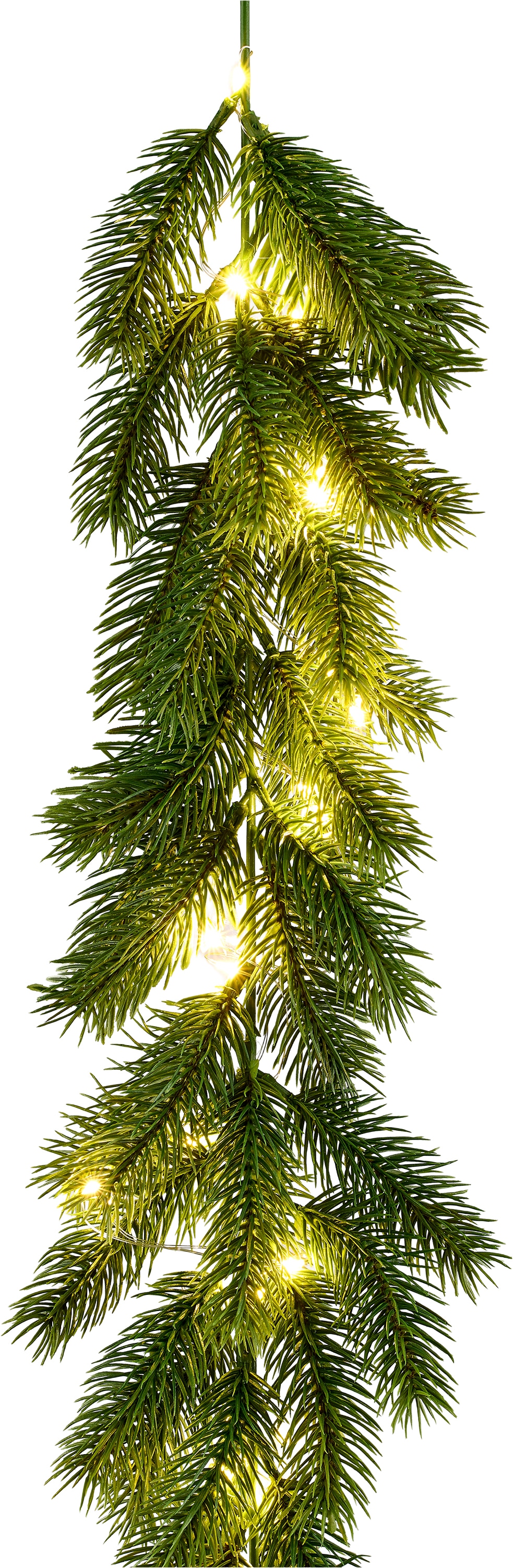 OTTO home Kunstgirlande »Tannengirlande mit Timer für Beleuchtung, ca.175cm lang« zahlreiche Tannenspitzen,Weihnachtsdeko für den Tisch, Fenster,Tür