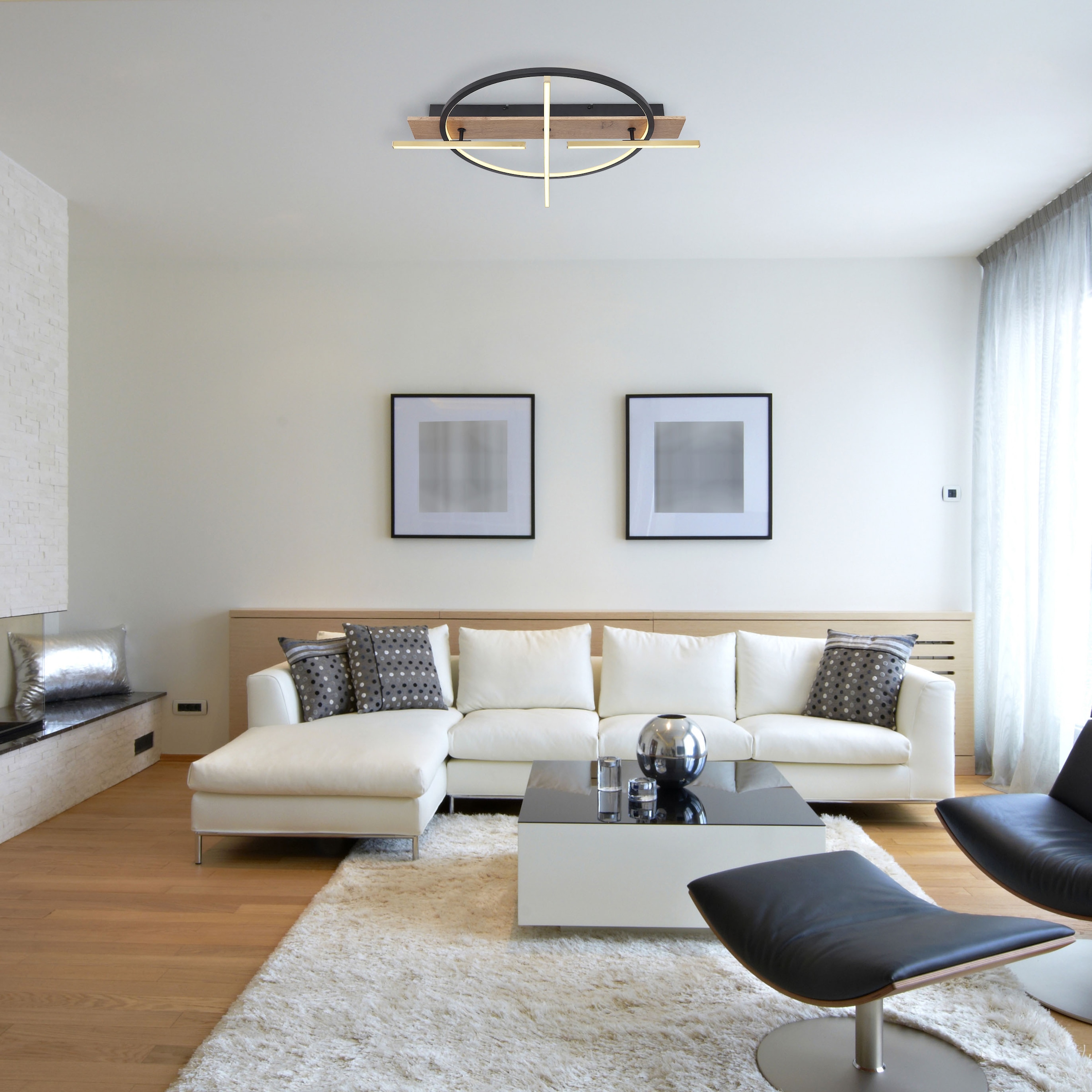 GLOBO LIGHTING LED Deckenleuchte »BEATRIX«, Leuchtmittel LED-Modul | LED fest integriert, Deckenlampe/Wohnzimmer/Schlafzimmer/modern/Holz