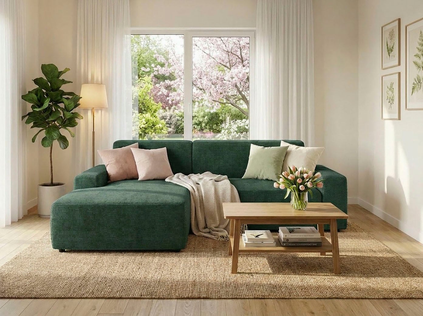 TRENDMANUFAKTUR Ecksofa "Wien, wahlweise mit Sitzvorschub und Bettkasten, Breite 246 cm" L-Form, in trendigem Cordstoff