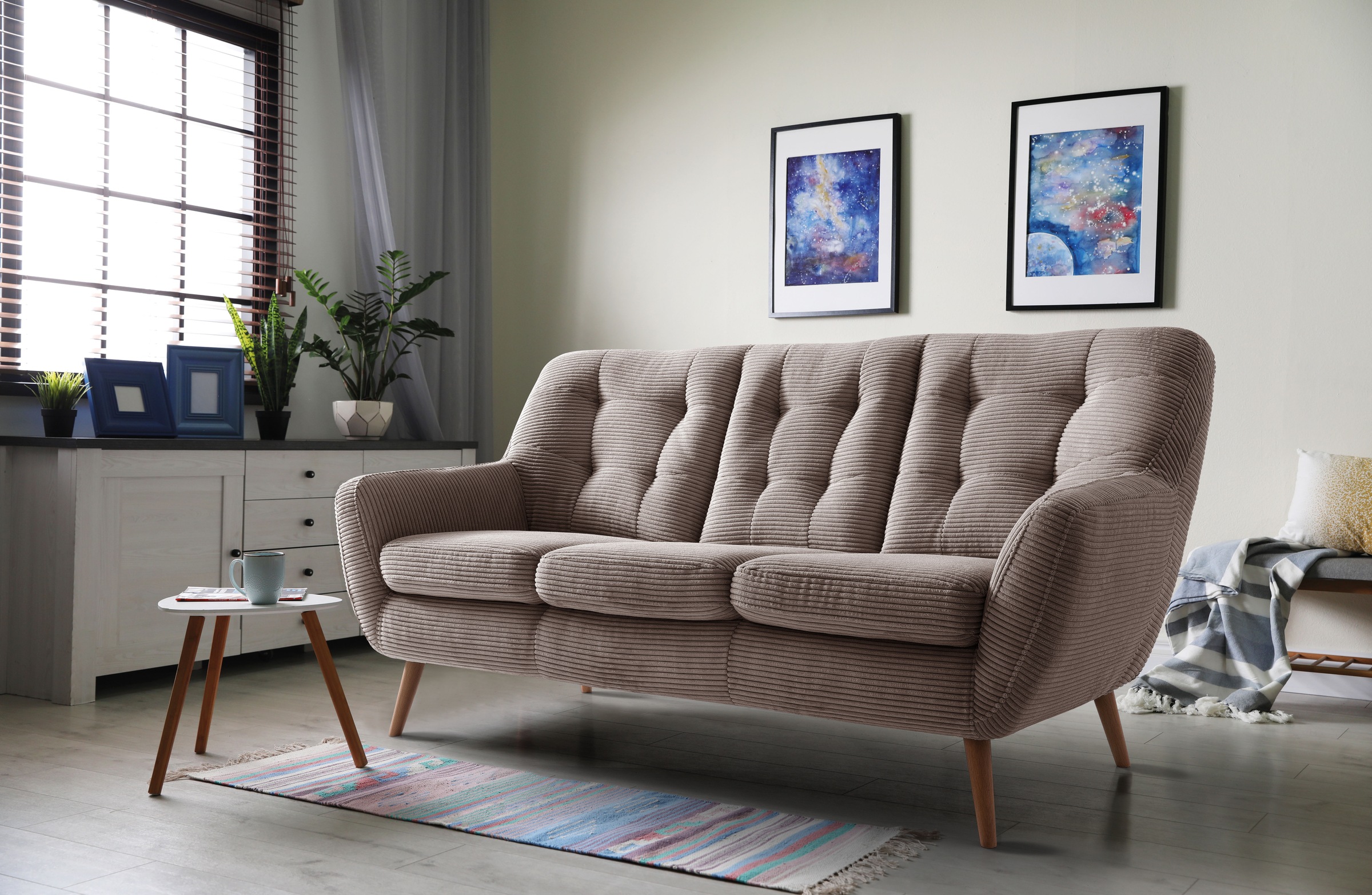 exxpo - sofa fashion 3-Sitzer "Scandi, bequem, aufwendige Rückenpolsterung günstig online kaufen