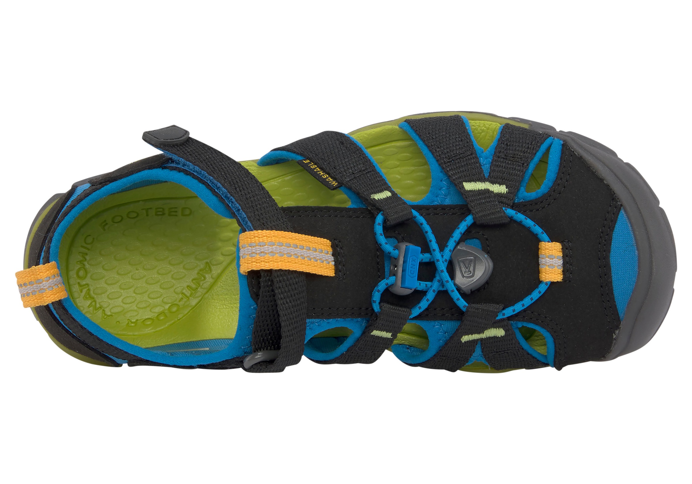 Sandale KEEN "SEACAMP II CNX", Mädchen, Gr. 34, schwarz (schwarz, lime), Synthetik, Schuhe Sandale 3