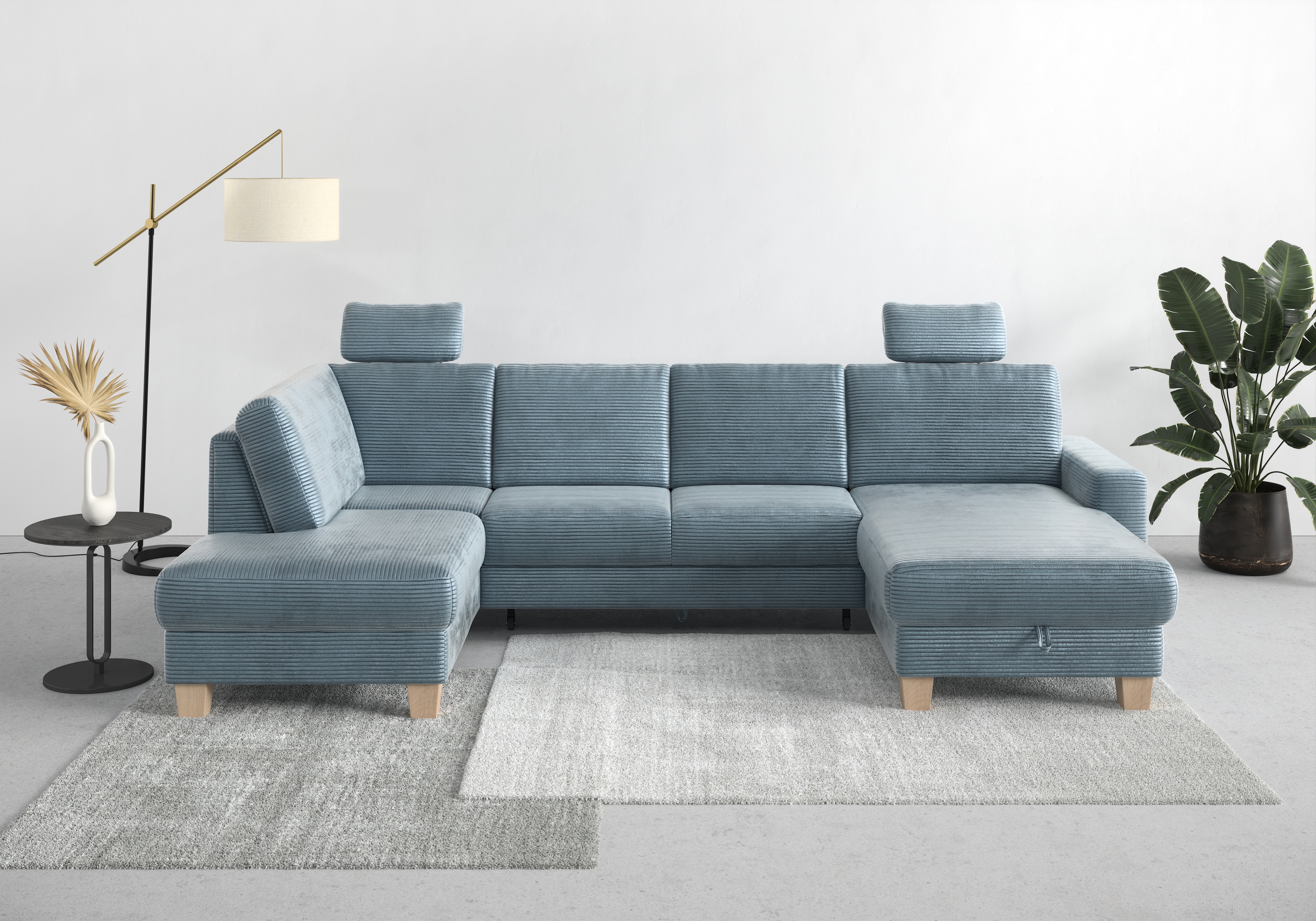 OTTO home Wohnlandschaft "Summer U-Form" mit oder ohne Schlaffunktion und Bettkasten, Cord-Bezug