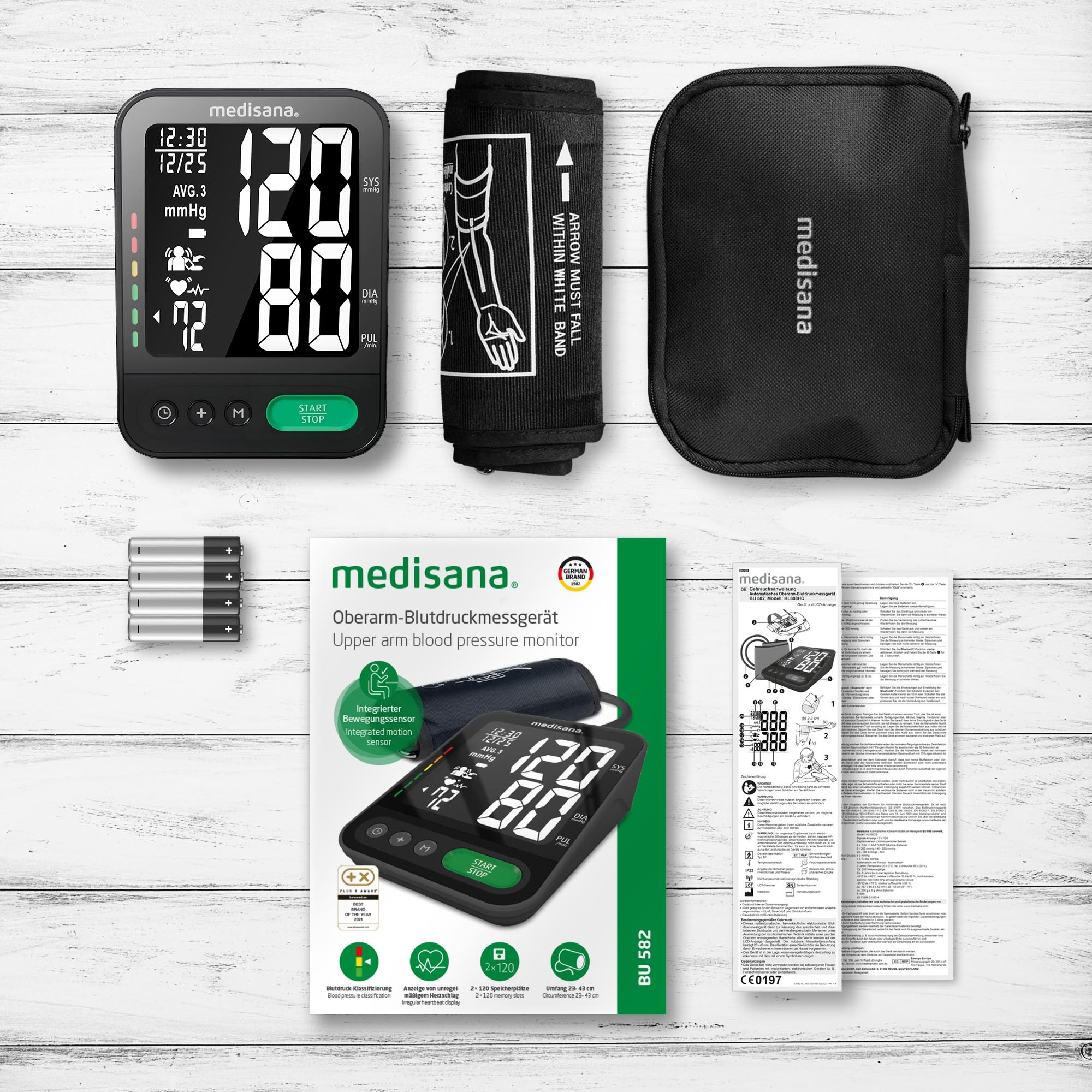 Medisana Oberarm-Blutdruckmessgerät »BU 582«, Ampel-Farbskala, 120 Speicherplätze, große Manschette, Medizinprodukt