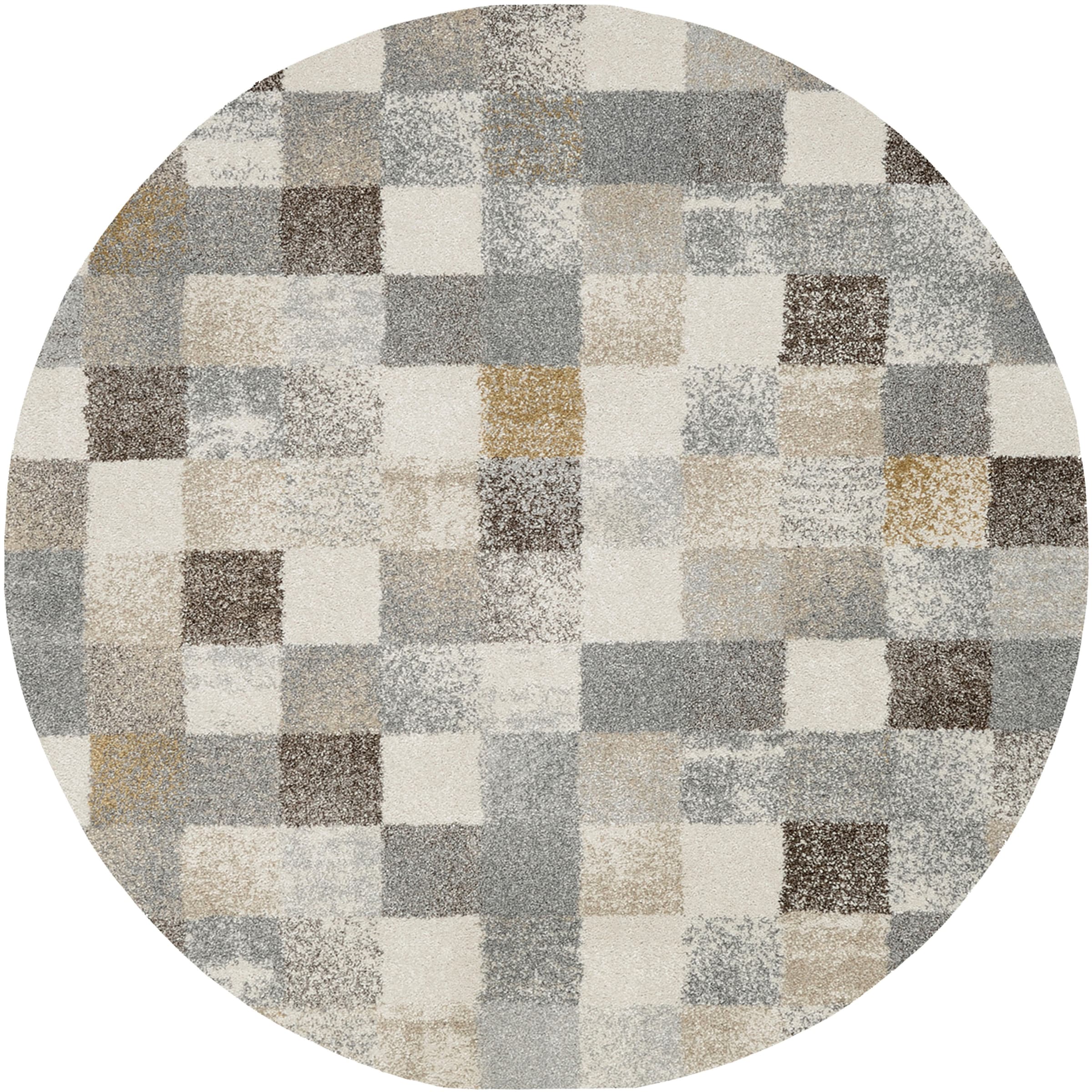 OCI DIE TEPPICHMARKE Teppich "NEW VILLA SQUARES, auch als Läufer und in Rund" rund 20 mm Höhe feine Karos, meliert, Wohnzimmer