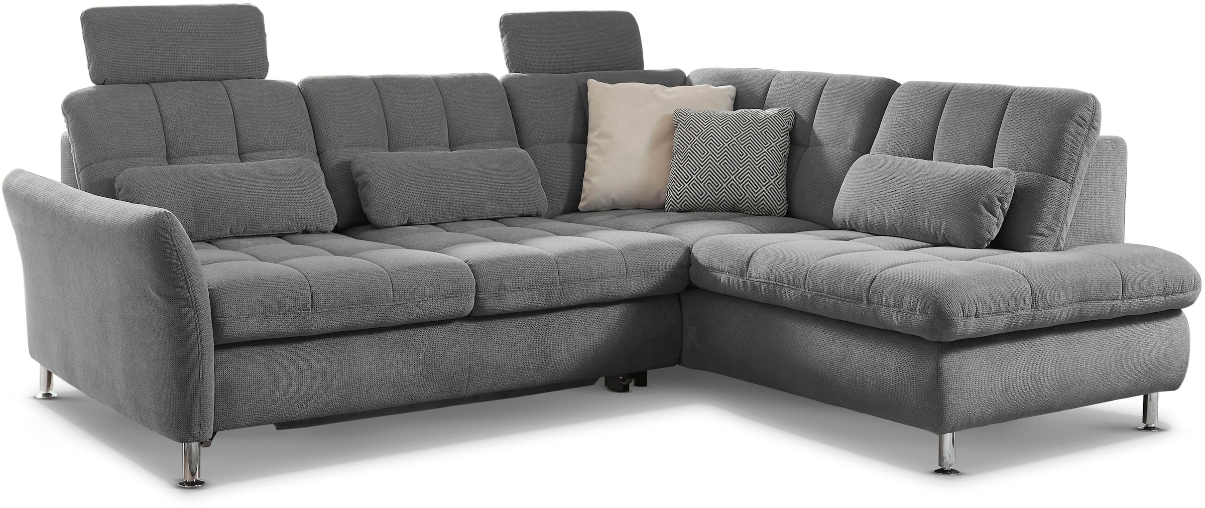 Die PlanBar Ecksofa "MP-IN20016 L-Form mit Kaltschaum-Polsterung" optional Kopfstützen & Schlaffunktion, mit Kaltschaum-Polsterung