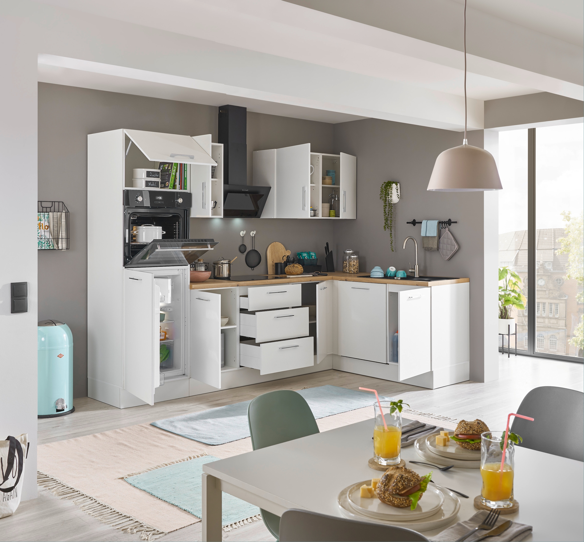 BASIC by Balculina Winkelküche »Turin«, Stellbreite 280x175 cm, wahlweise mit E-Geräten