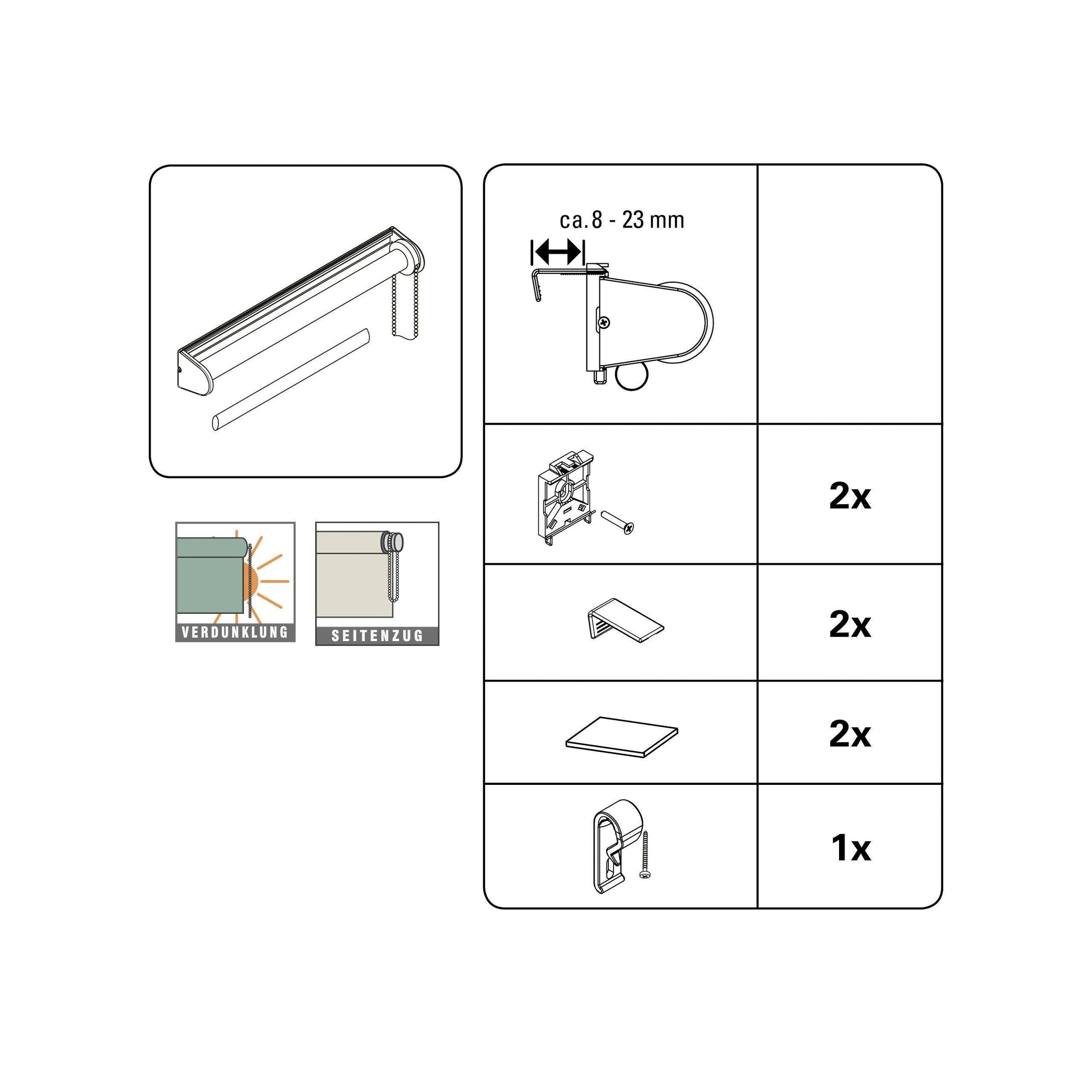 WOHNIDEE-Kollektion Seitenzugrollo »Rollo Verdunklung«, verdunkelnd, Sichtschutz-Verdunkelung, mit Bohren/ohne Bohren, freihängend, Klebemontage / Schraubmontage möglich