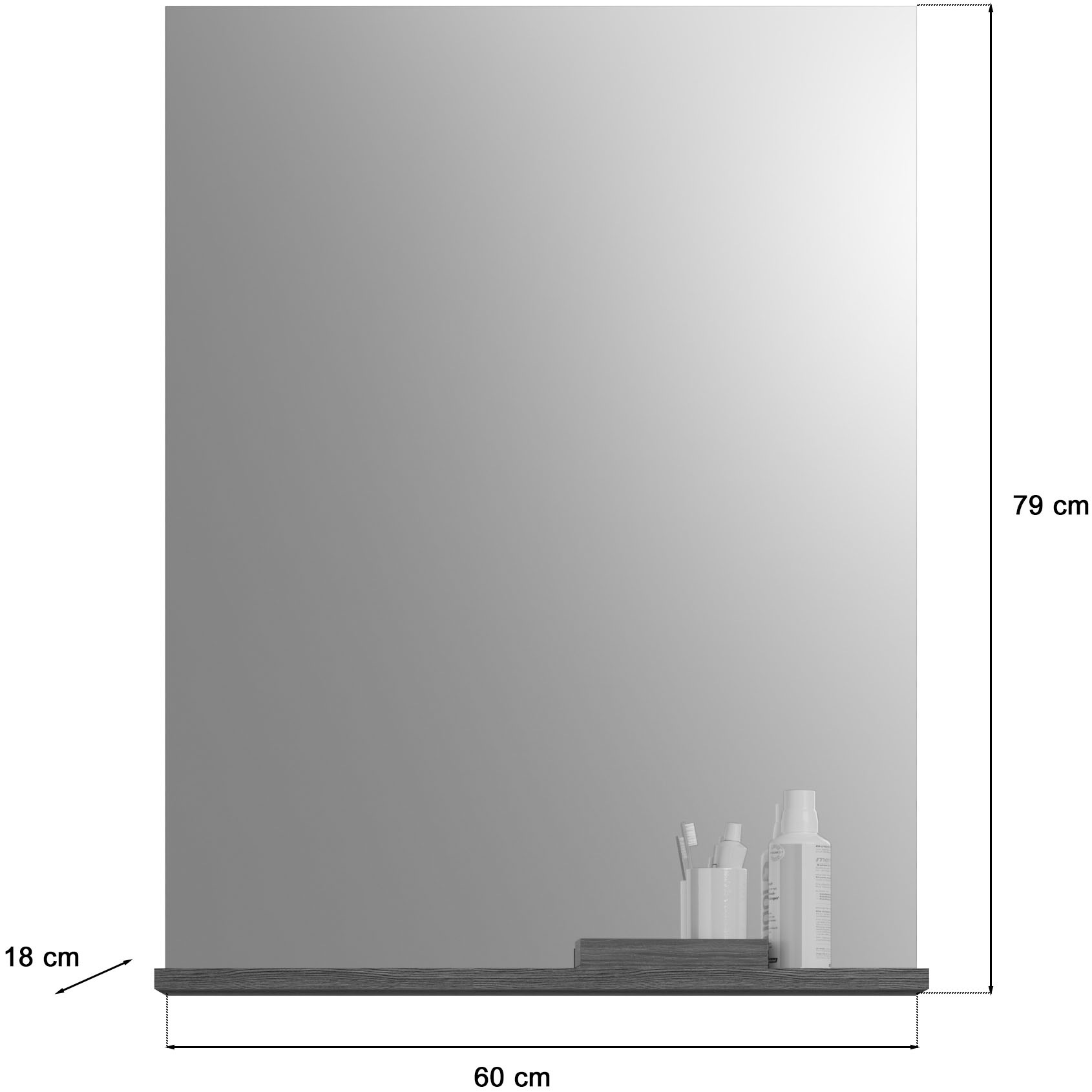 INOSIGN Badspiegel »Siena, Breite 60cm, 1 Ablageboden, hochwertiges Spiegelglas«, in verschiedenen Farben erhältlich, Badmöbel, Spiegel, Badezimmer