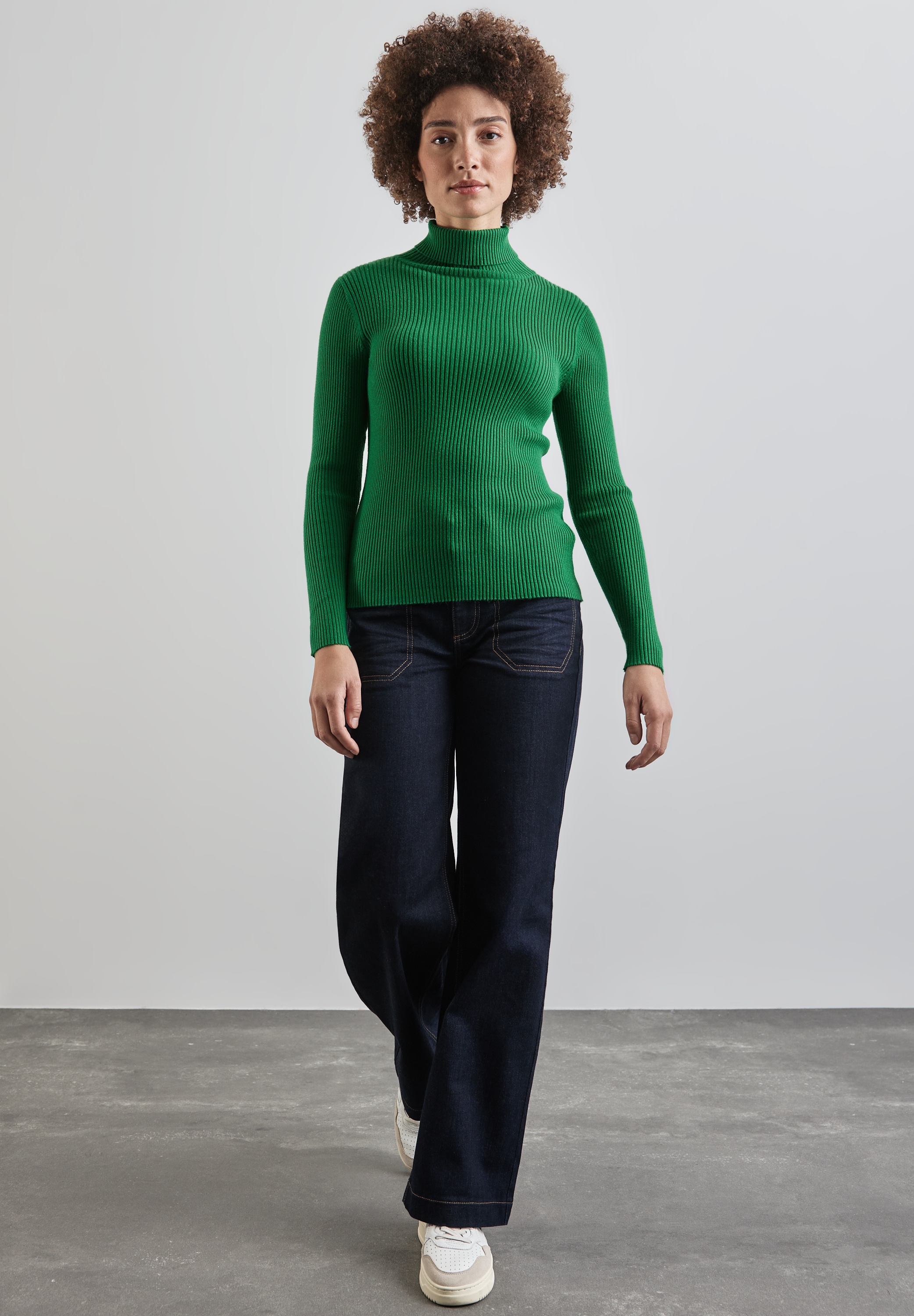 STREET ONE Rollkragenpullover, mit Rippstrick-Struktur