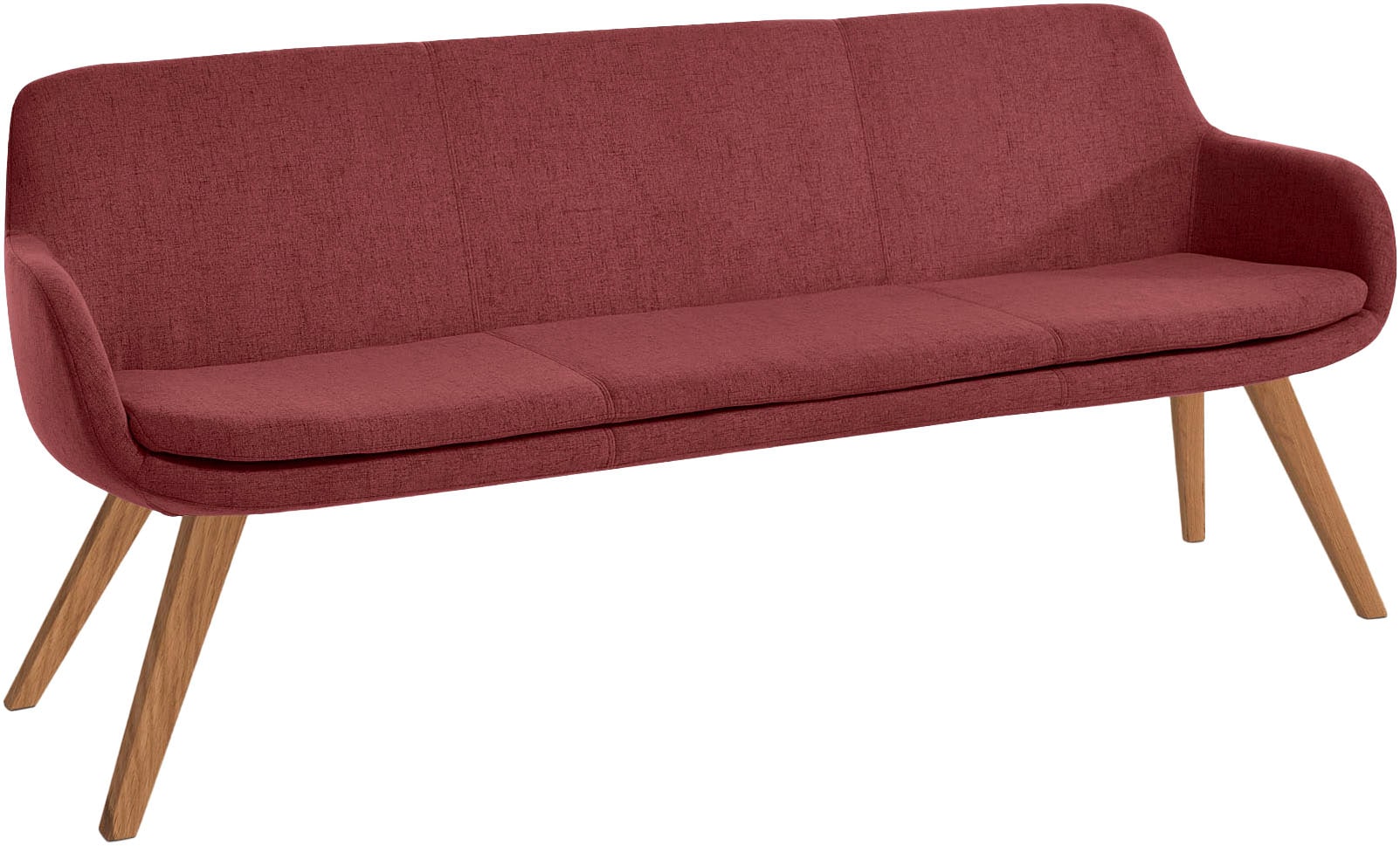 Essbank MUSTERRING, B:180cm H:87cm T:66cm, rot, 100% PES, Küche, Sitzbänke, "Tavia", Stativgestell Wildeiche massiv geölt, Breite 180, 200 oder 220 cm