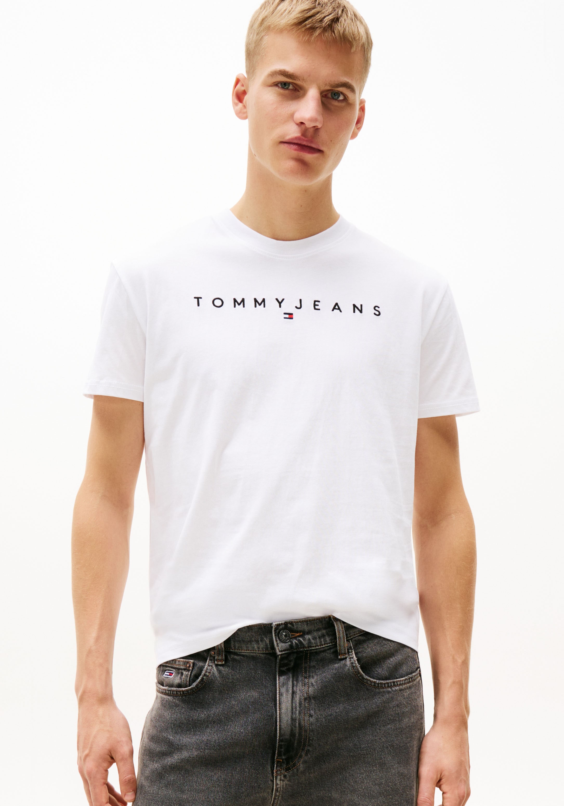 Tommy Jeans "TJM REGULAR LINEAR LOGO EXT" Rundhals, Regular Fit