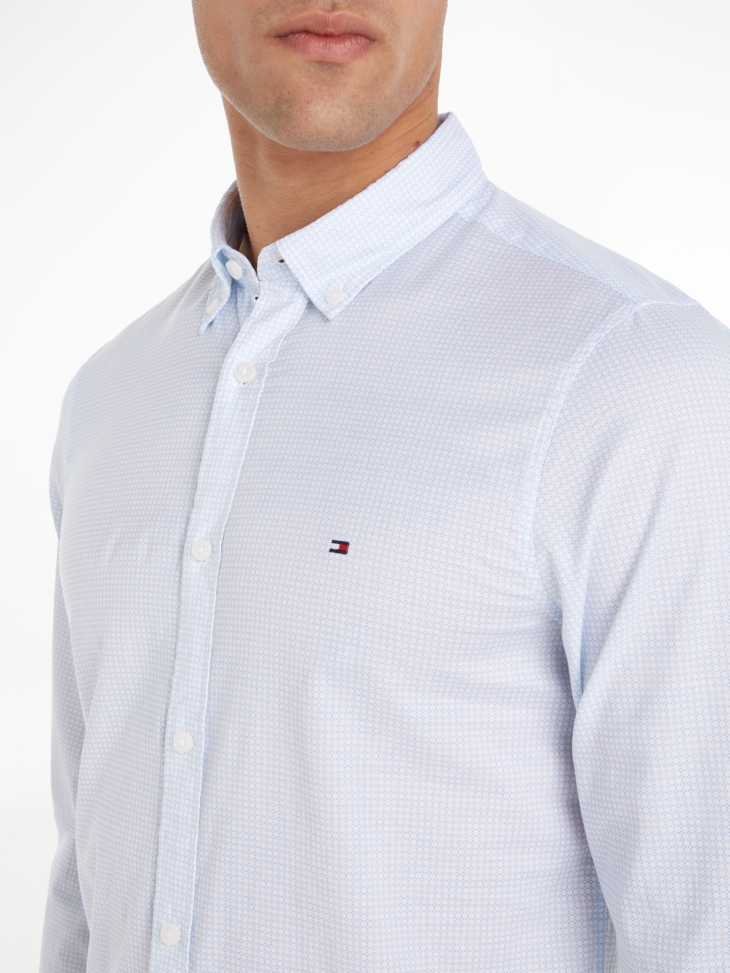 Tommy Hilfiger Businesshemd »FLEX MICRO FOULARD SF SHIRT«, Mit Minimal-Print, Button-down-Kragen