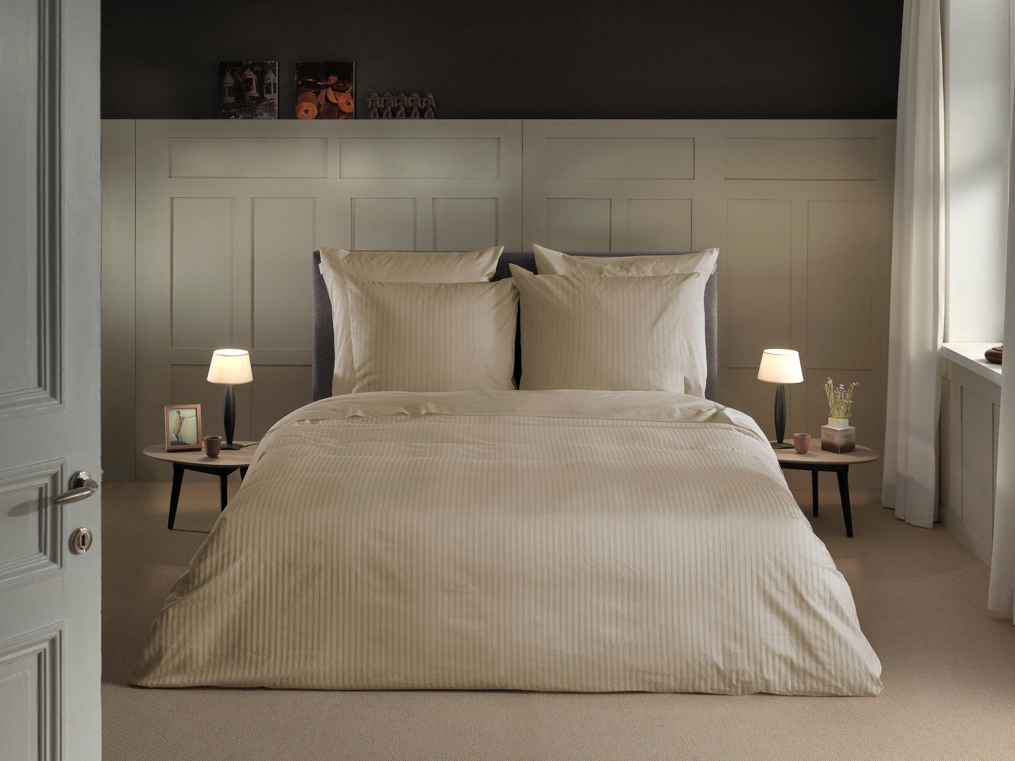 Heckett & Lane Bettwäsche "Banda" 2 Stk. tlg. hochwertiges Mako-Satin, Stre günstig online kaufen