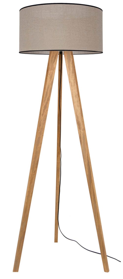 andas Stehlampe »Virrat, im skandinavischen Stil«, 1 flammig, Leuchtmittel E27 | Leuchtmittel wechselbar, Dreibein Massivholz, mit hochwertigem Schirm, Made in Europe