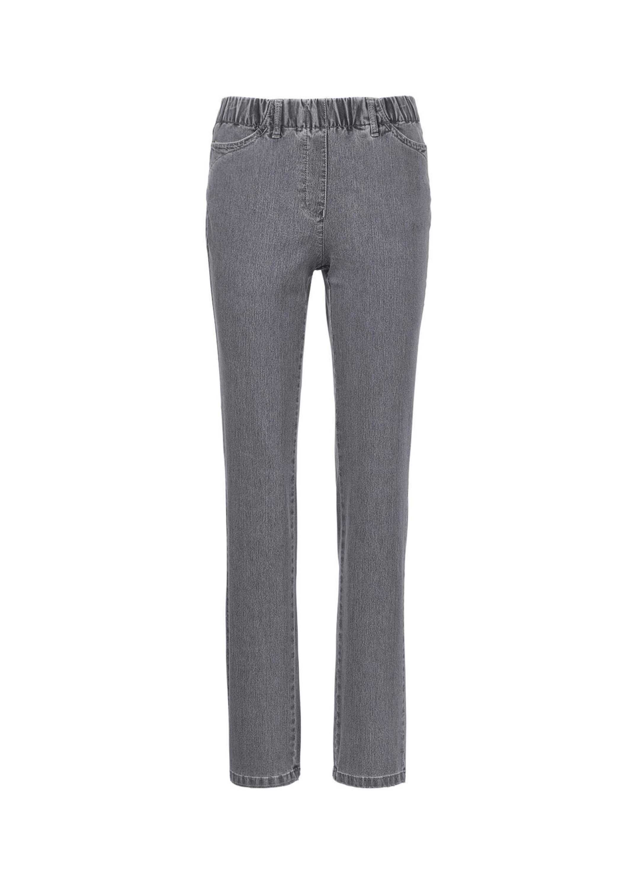 Regular-fit-Jeans GOLDNER "Edel geschmückte Jeansschlupfhose LOUISA", Damen, Gr. 38, N-Gr, grau, Obermaterial: 75% Baumwolle CO. 23% Polyester PES. 2% Elasthan EL., Jeans