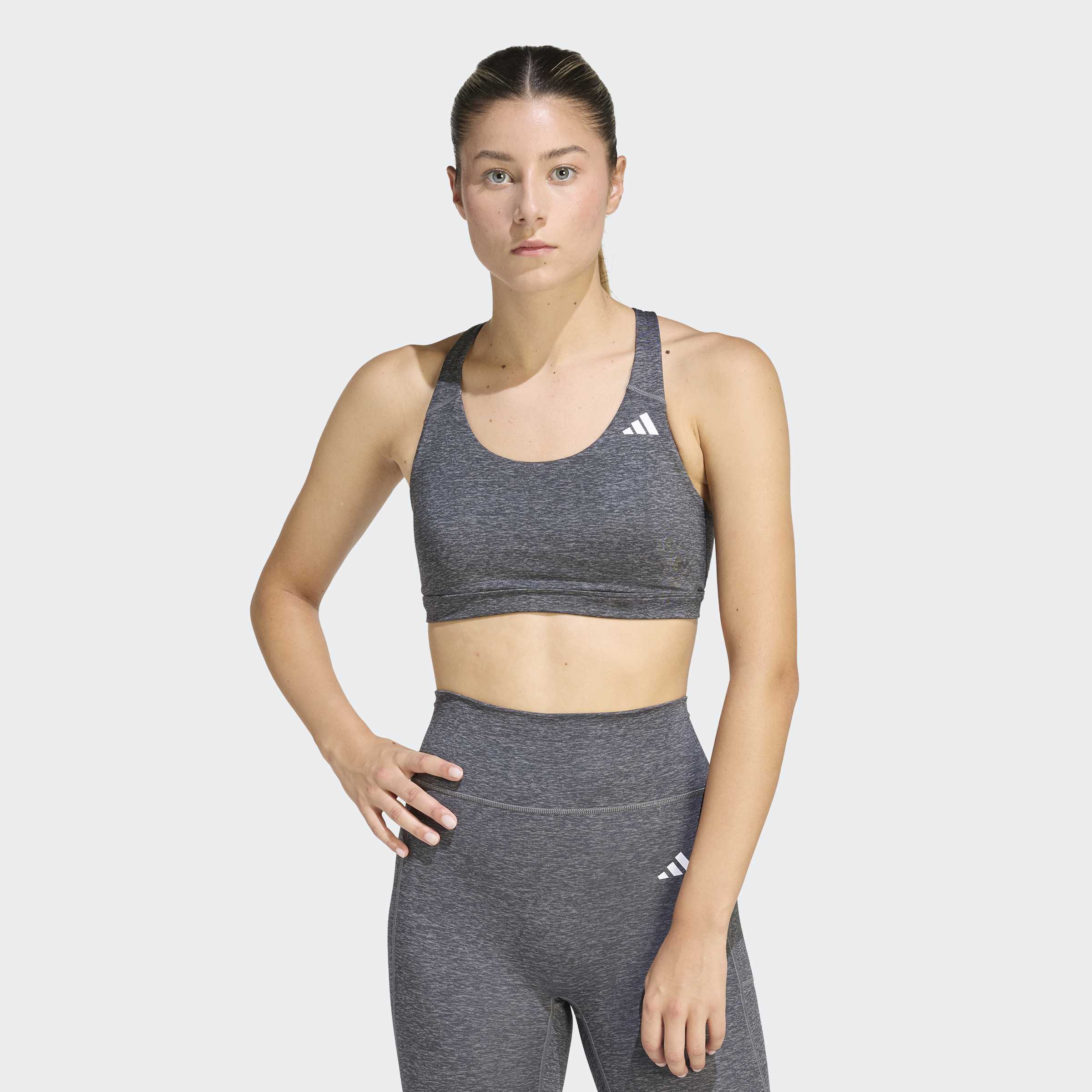 adidas Performance Sport-BH "OPTIME ESSENTIALS WORKOUT HEATHER MEDIUM SUPPORT SPORT-BH" ohne Bügel, mit climacool Technologie, aus Polyester
