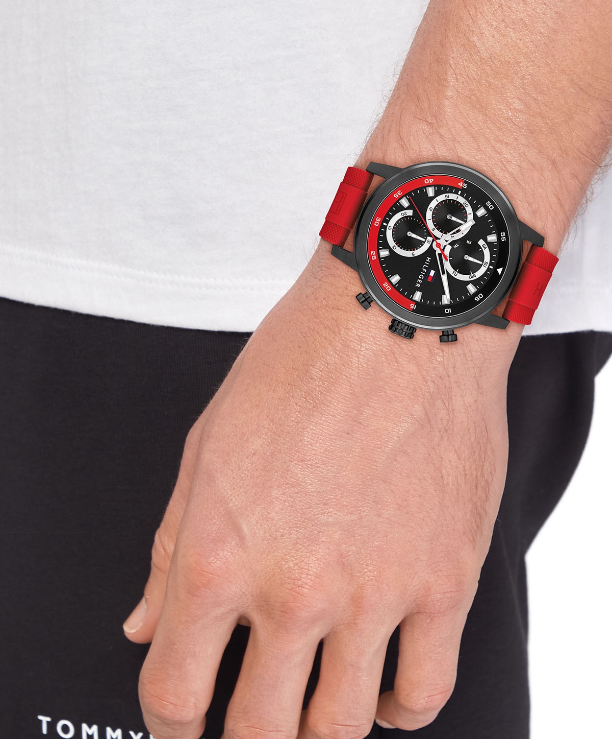 Tommy Hilfiger Multifunktionsuhr »Rocky«, Quarzuhr, Armbanduhr, Herrenuhr, Silikonarmband, analog