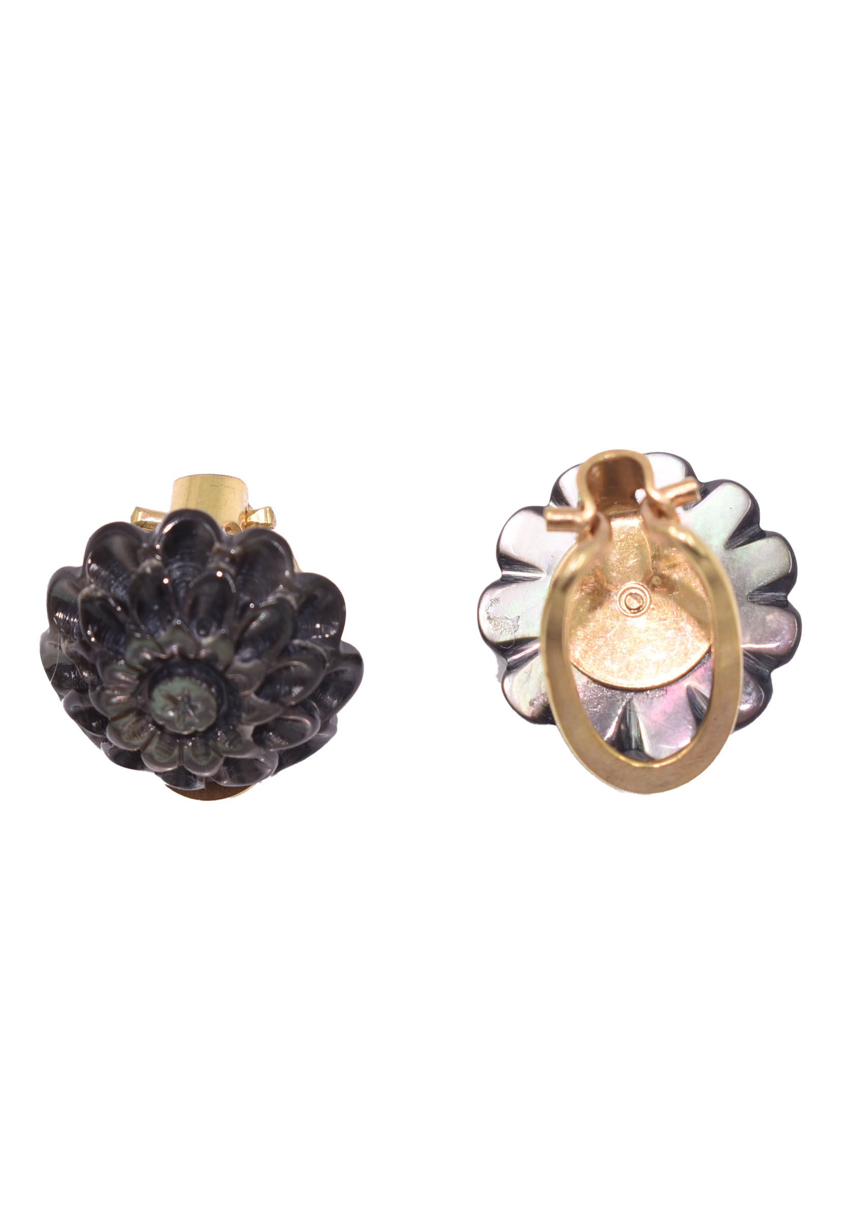 Firetti Abalone Flower Ear Clips Yellow Gold 15mm 2