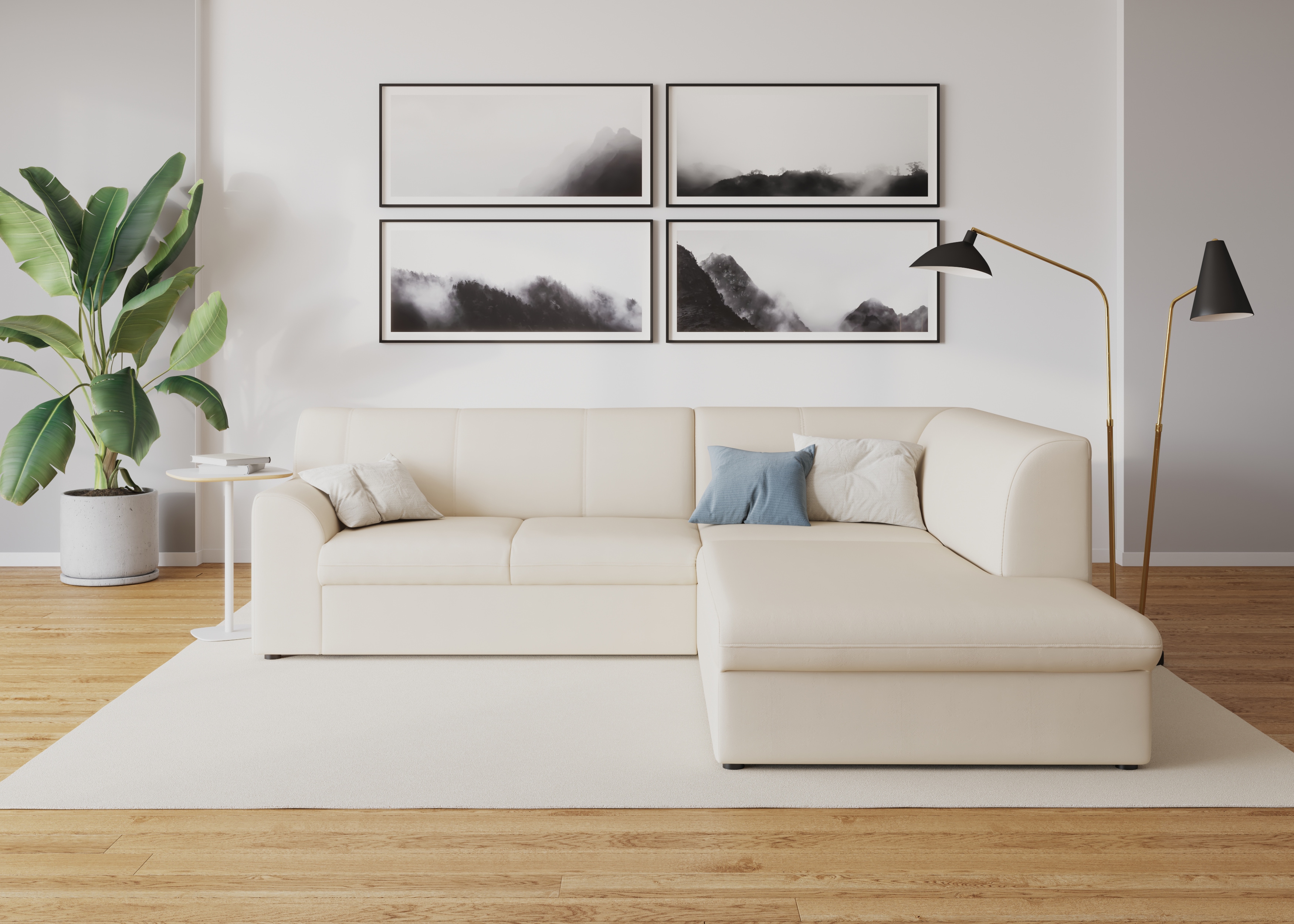 DOMO collection "Topper zeitlos elegant, kompakte StellmaßeL-Form" mit Ottomane, wahlweise mit Schlaffunktion