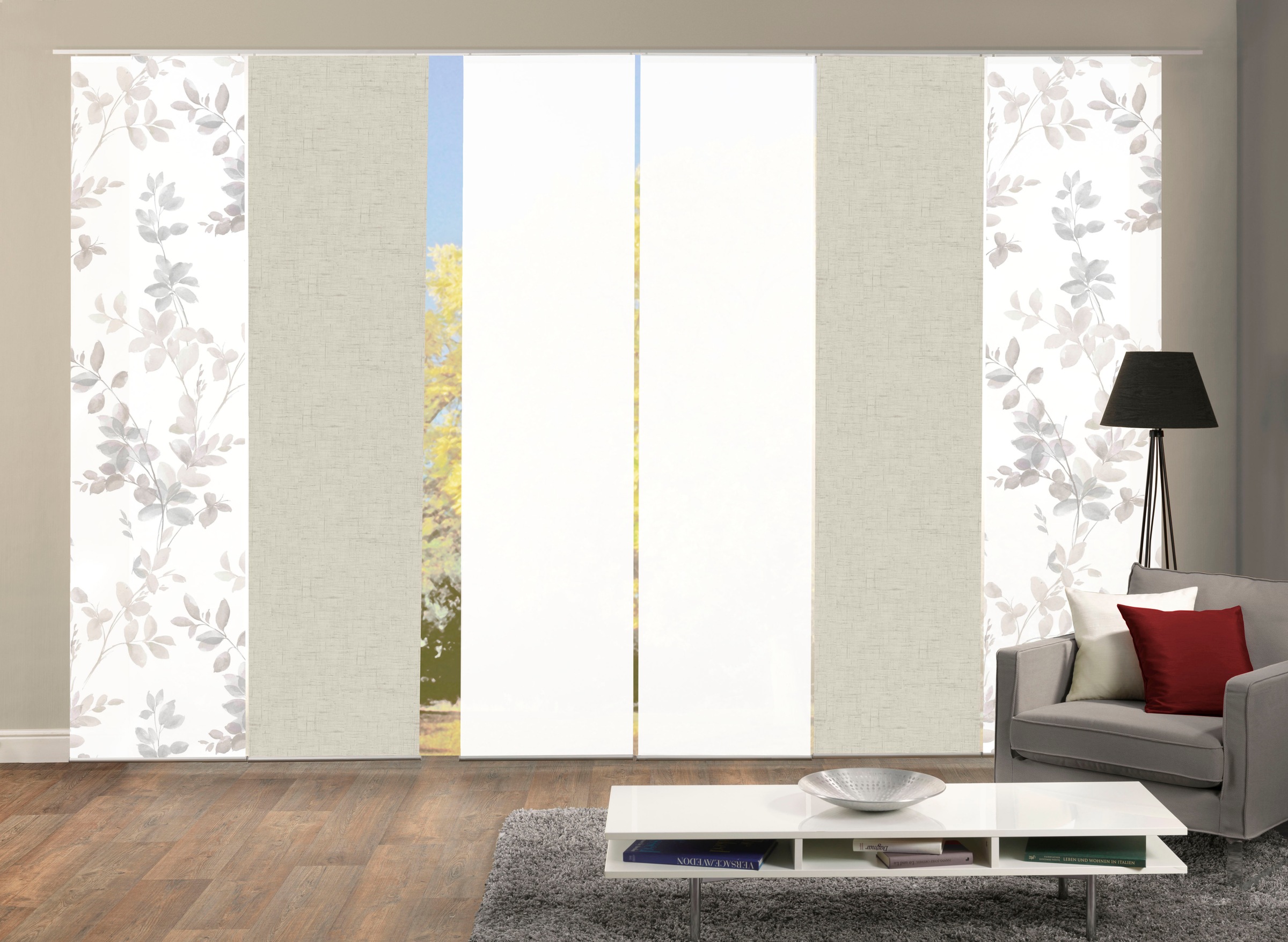 HOME WOHNIDEEN "6er SET" Paneelwagen 6 Stk. tlg. Schiebevorhang Digidruck 6 günstig online kaufen