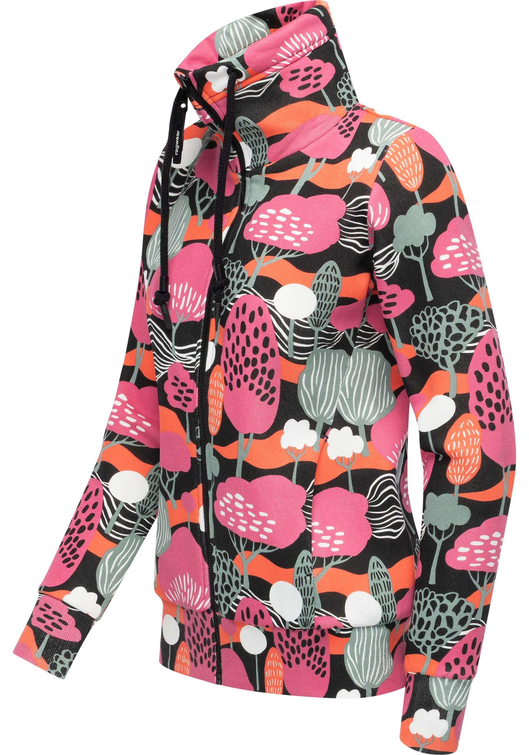 Ragwear Sweatjacke »Ronette Print« Zip-Jacke mit Allover-Print und hohem Kragen