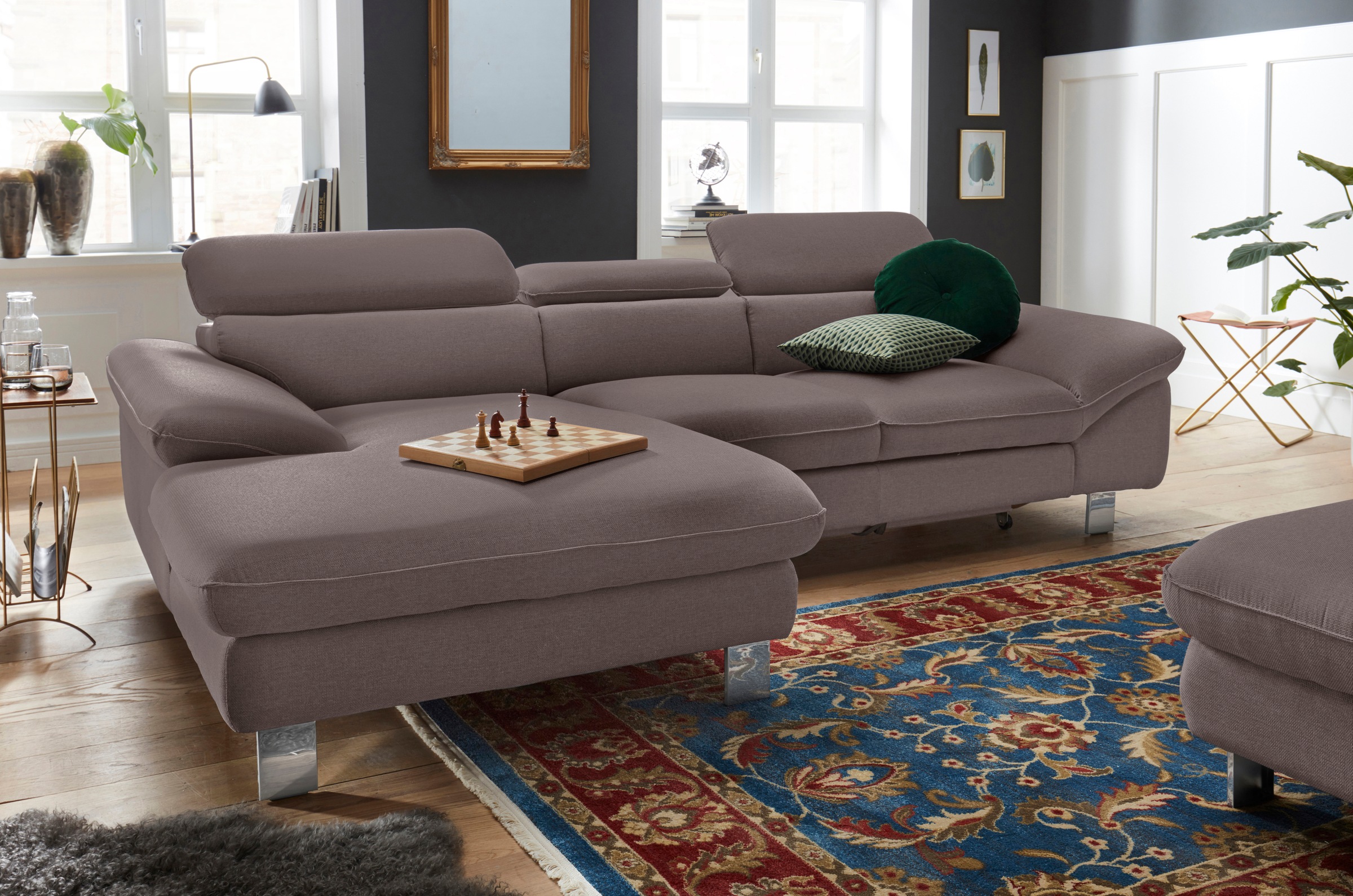 COTTA Polstergarnitur »Driver L-Form«, (Set, 2 tlg.), Set bestehend aus: Ecksofa mit Kopfteilverstellung & Hocker