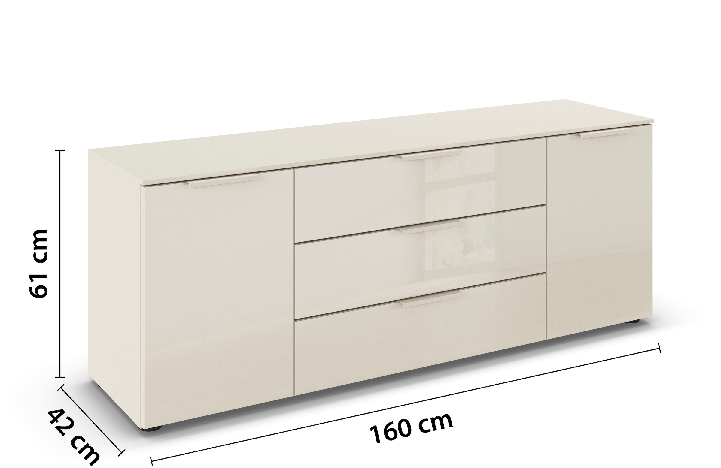 rauch Schubkastenkommode »Kommode Türkommode Sideboard Kombikommode FLIPP mit Glasfront«, (Breite 160 cm mit 2 Einlegeböden), 2-türig mit 3 Schubladen und Soft-Close-Funktion sowie Glasfront