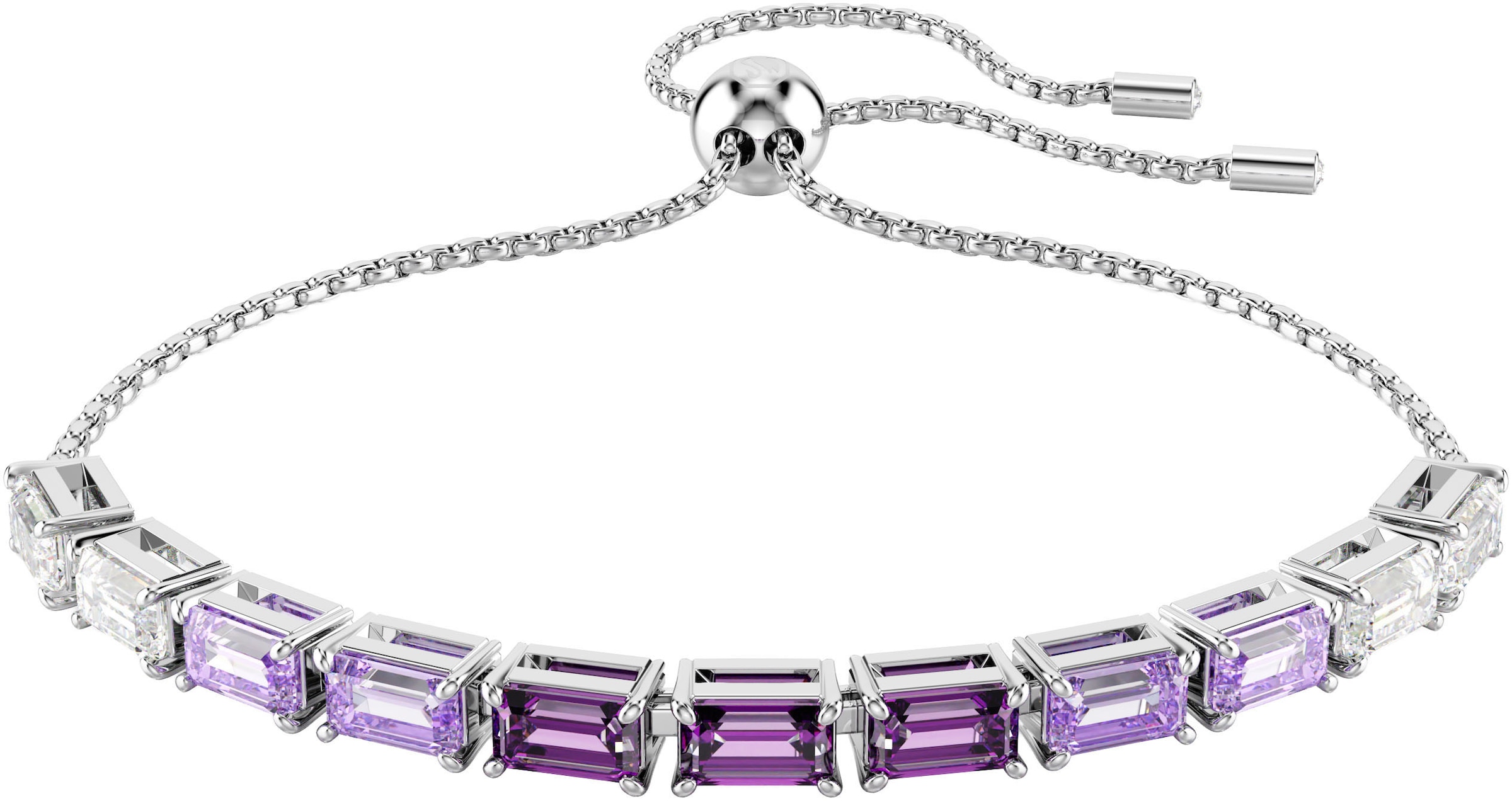 Armband SWAROVSKI "Schmuck Geschenk Matrix Armkette", lila (metallfarben, lila, lila), Armbänder, Damen, Metall, Armband, mit Swarovski Kristall