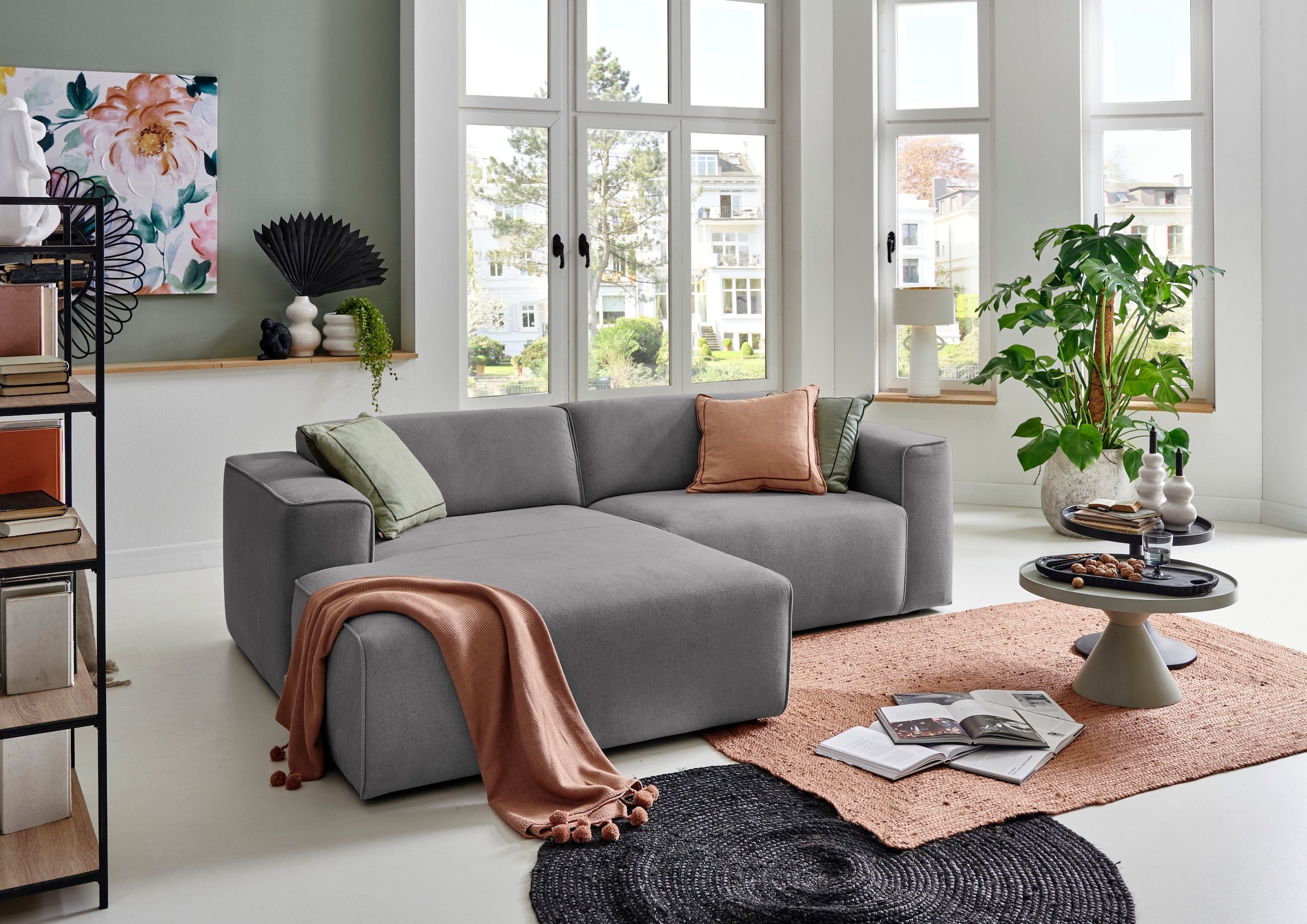 Home affaire Ecksofa "Noord mit Kedernaht, Breite 234 cm, L-Form" Cord, Str günstig online kaufen