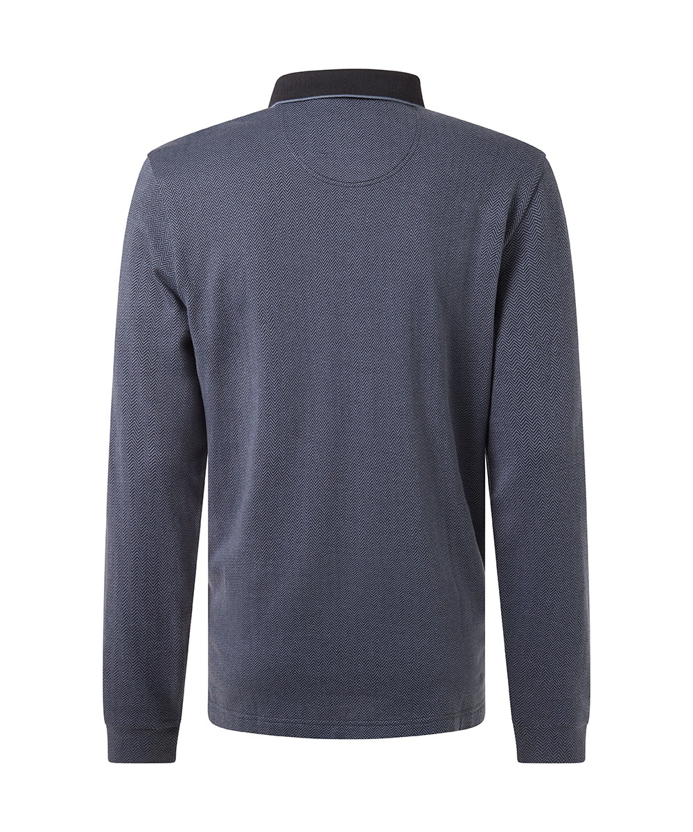 Pierre Cardin Langarm-Poloshirt, mit Fischgratmuster