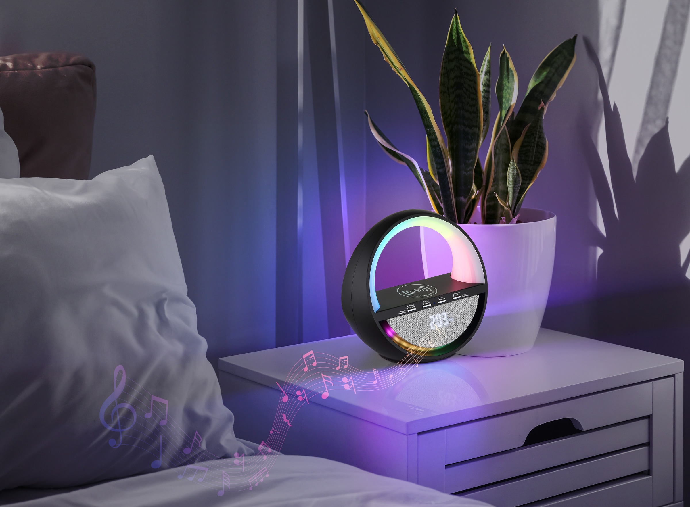 GLOBO LIGHTING Tischleuchte »SOUNDRA« LED-Modul 1 Stk. RGB Tischleuchte mit Touchdimmer, Bluetooth & Akku, USB-C