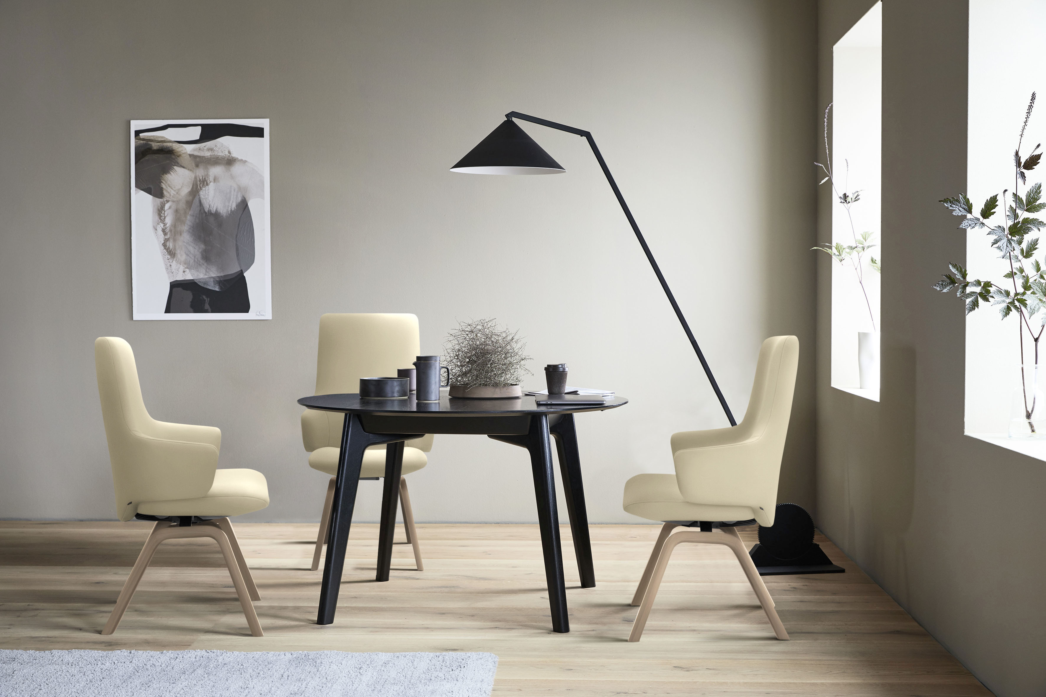 Stressless Polsterstuhl "Laurel" () High Back mit Armlehne, Größe L, mit schräggestellten Beinen in Eiche