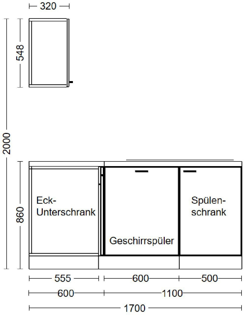 Flex-Well Küchenzeile »Lund«, Gesamtbreite 280x170 cm, in weiten Farben erhältlich