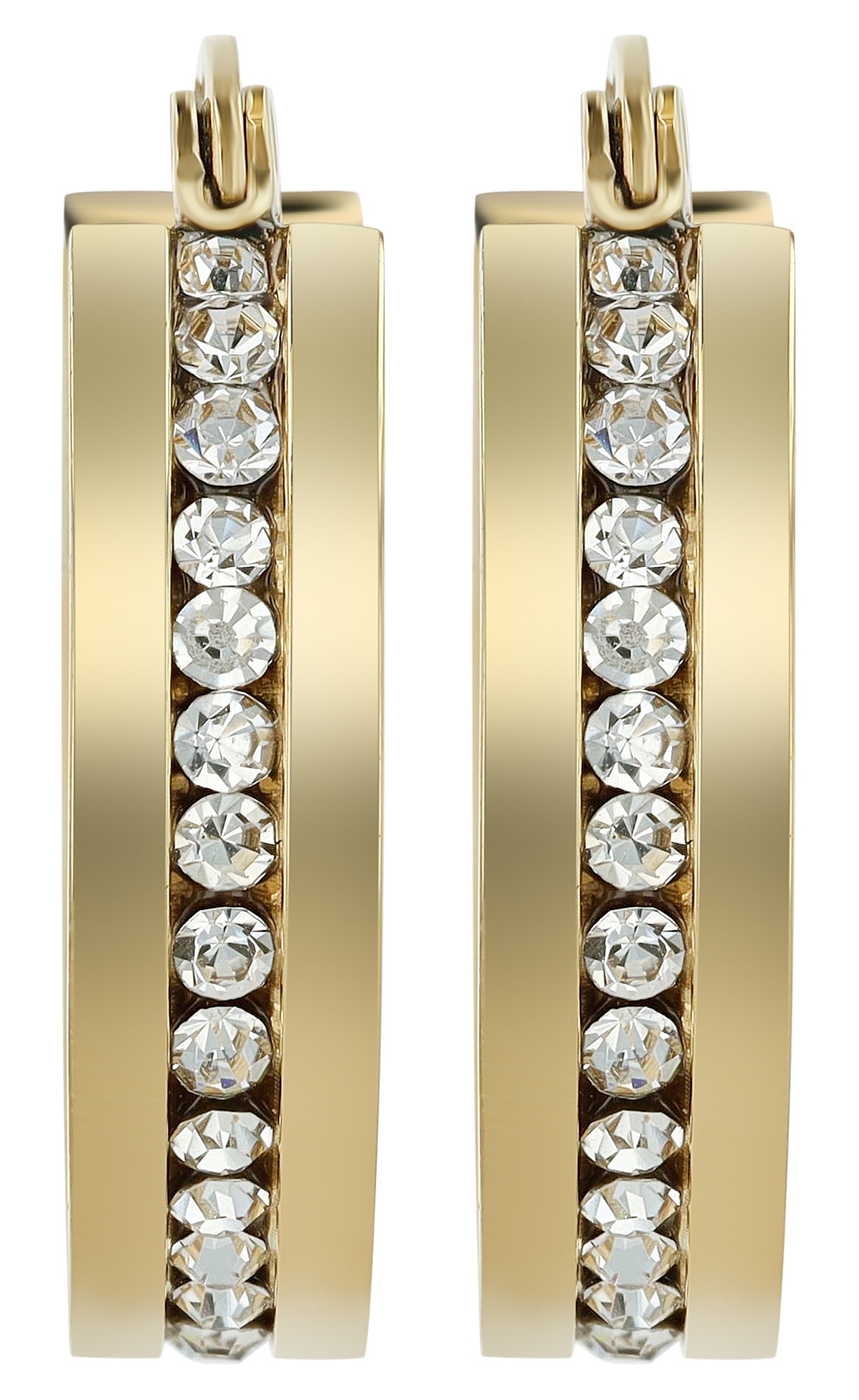 Adelia´s Paar Creolen »Ohrringe – Creole aus Edelstahl mit Strass Steinchen« Perfekt als Geschenk zum Valentinstag