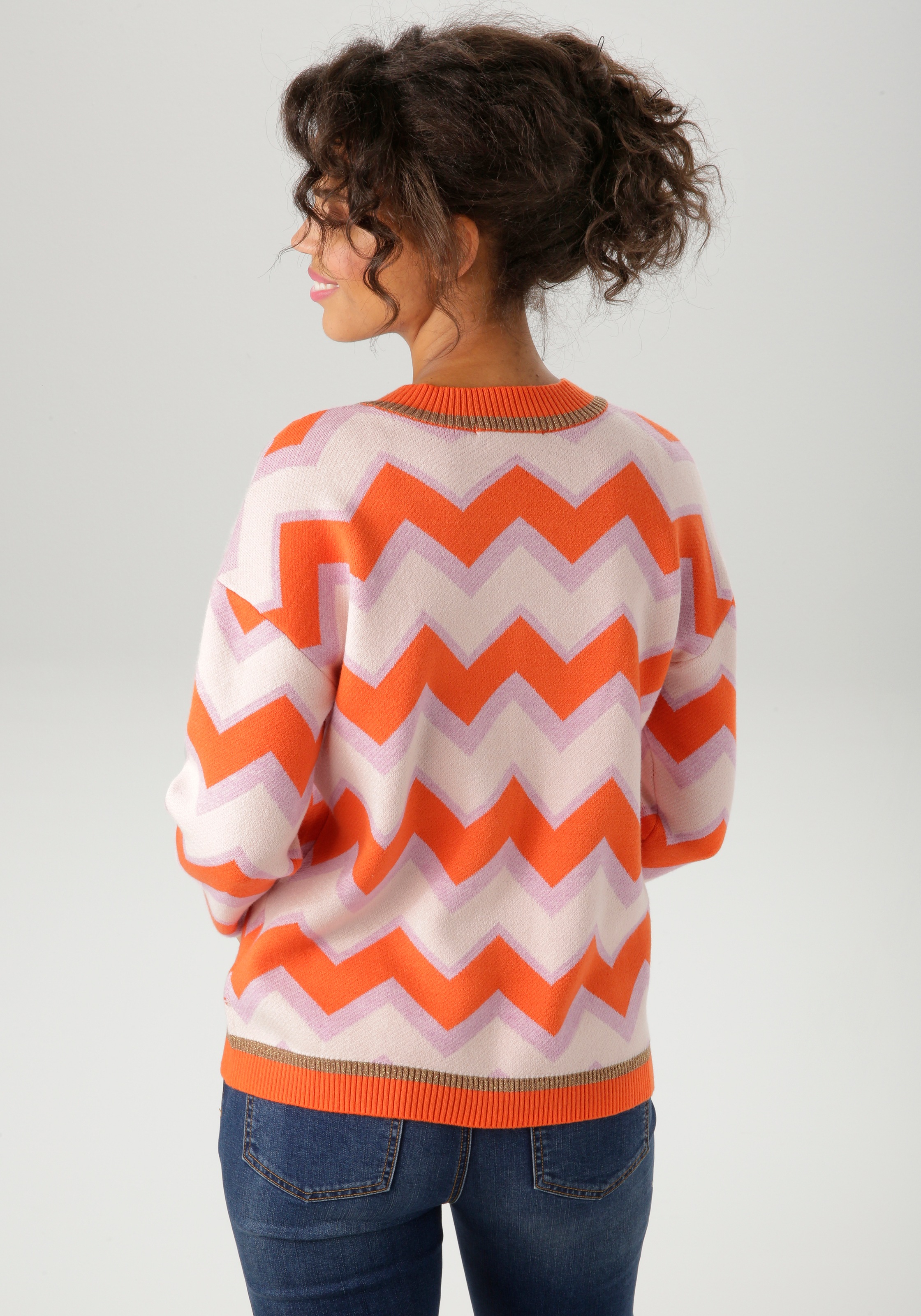 Aniston CASUAL Strickpullover im interessantem Zick-Zack-Muster günstig online kaufen